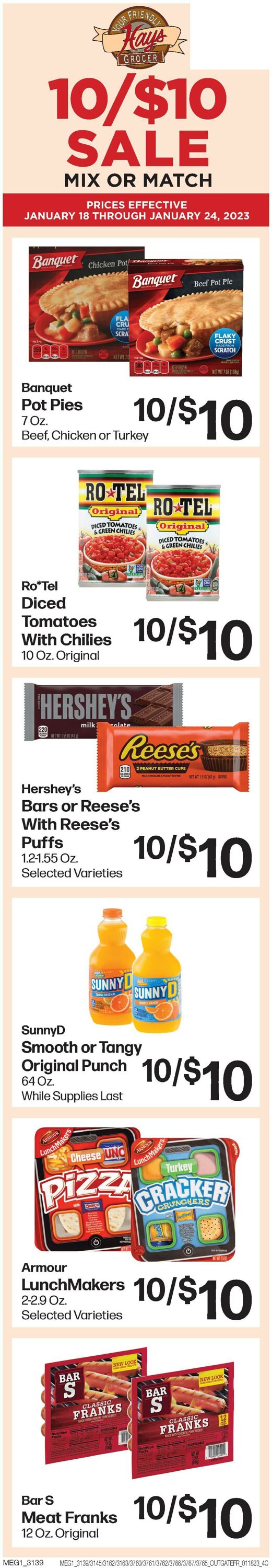 Hays Supermarket Ad from 01/18/2023