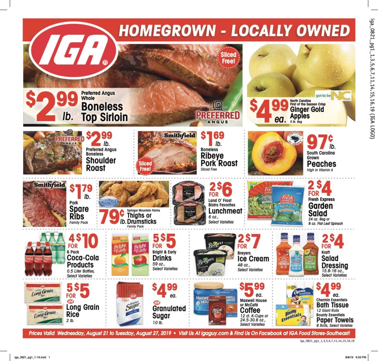 IGA Ad from 08/21/2019