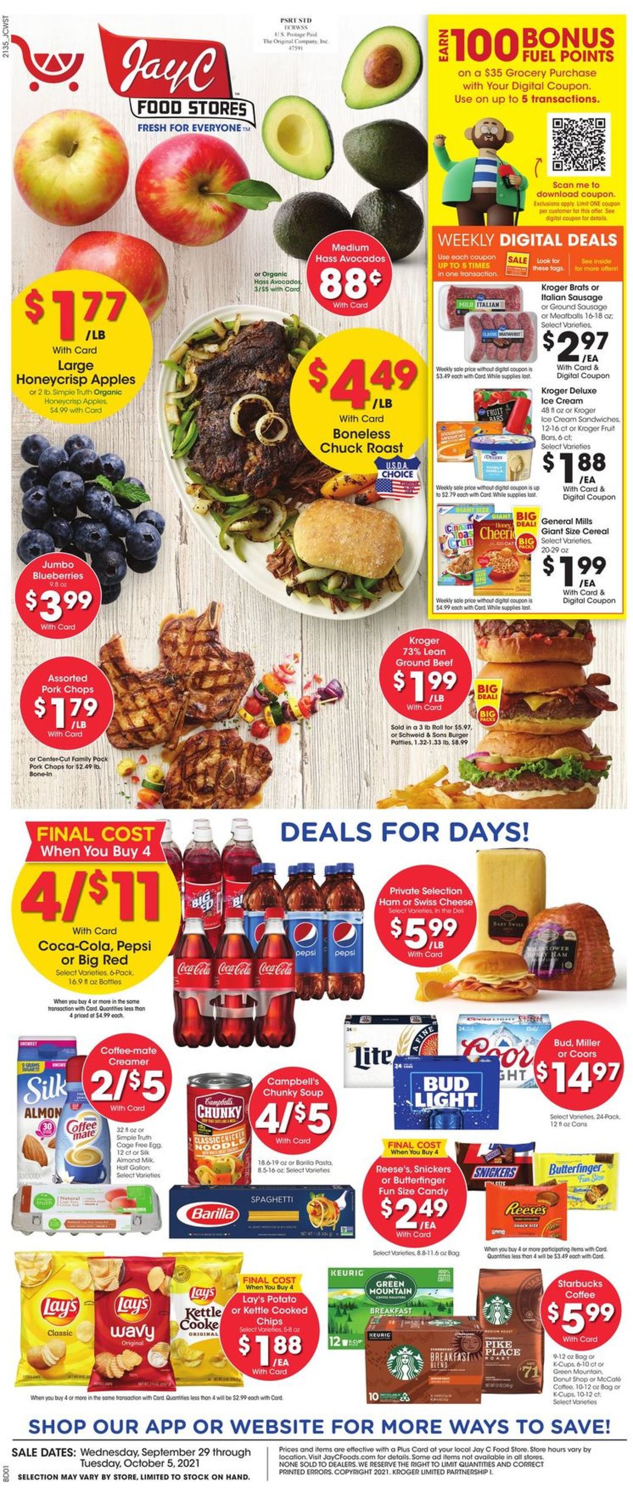Jay C Food Stores Ad from 09/29/2021