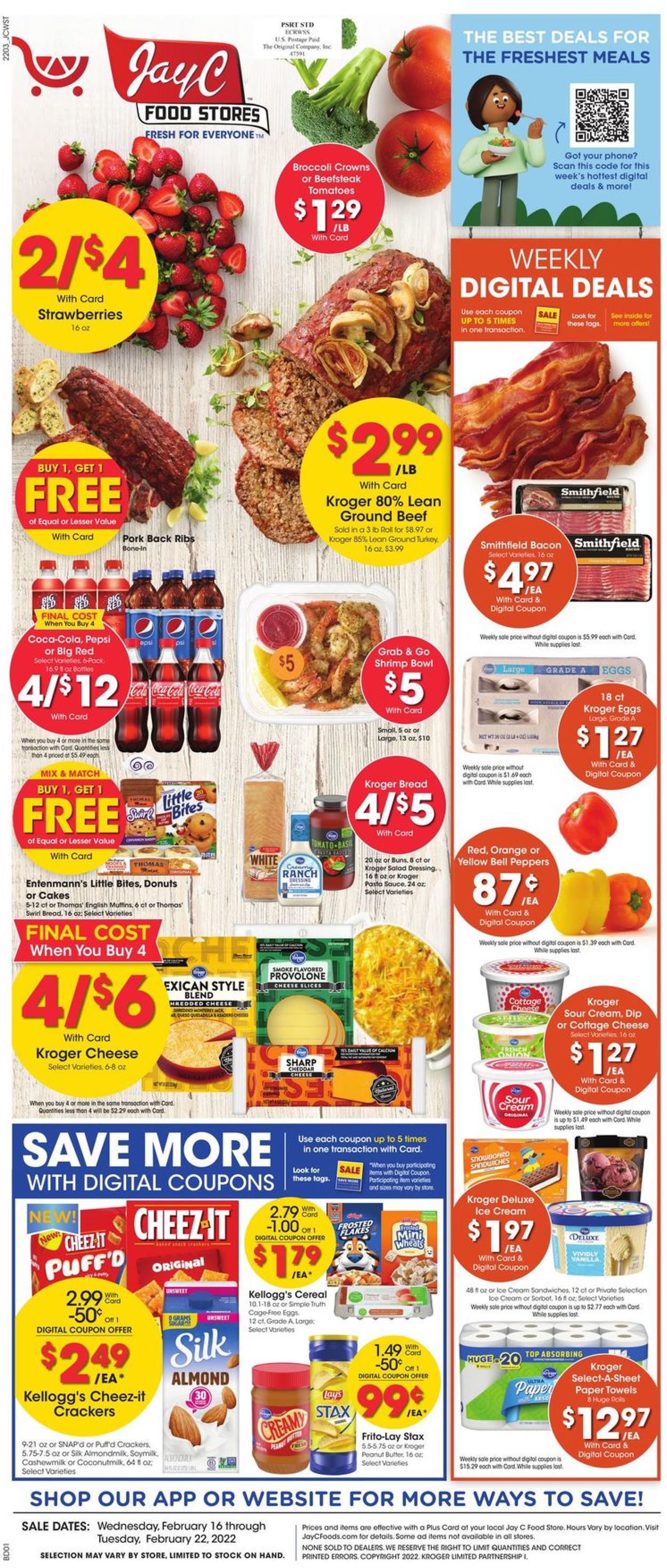 Jay C Food Stores Ad from 02/16/2022