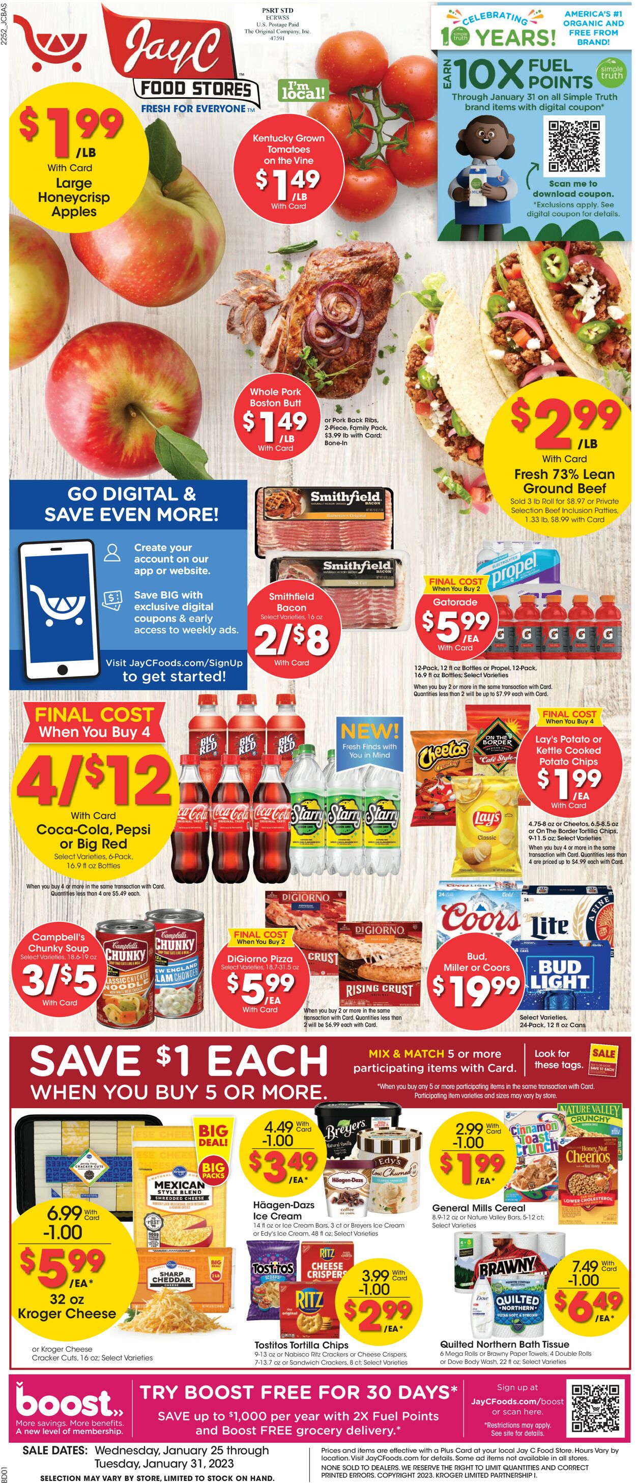 Jay C Food Stores Ad from 01/25/2023