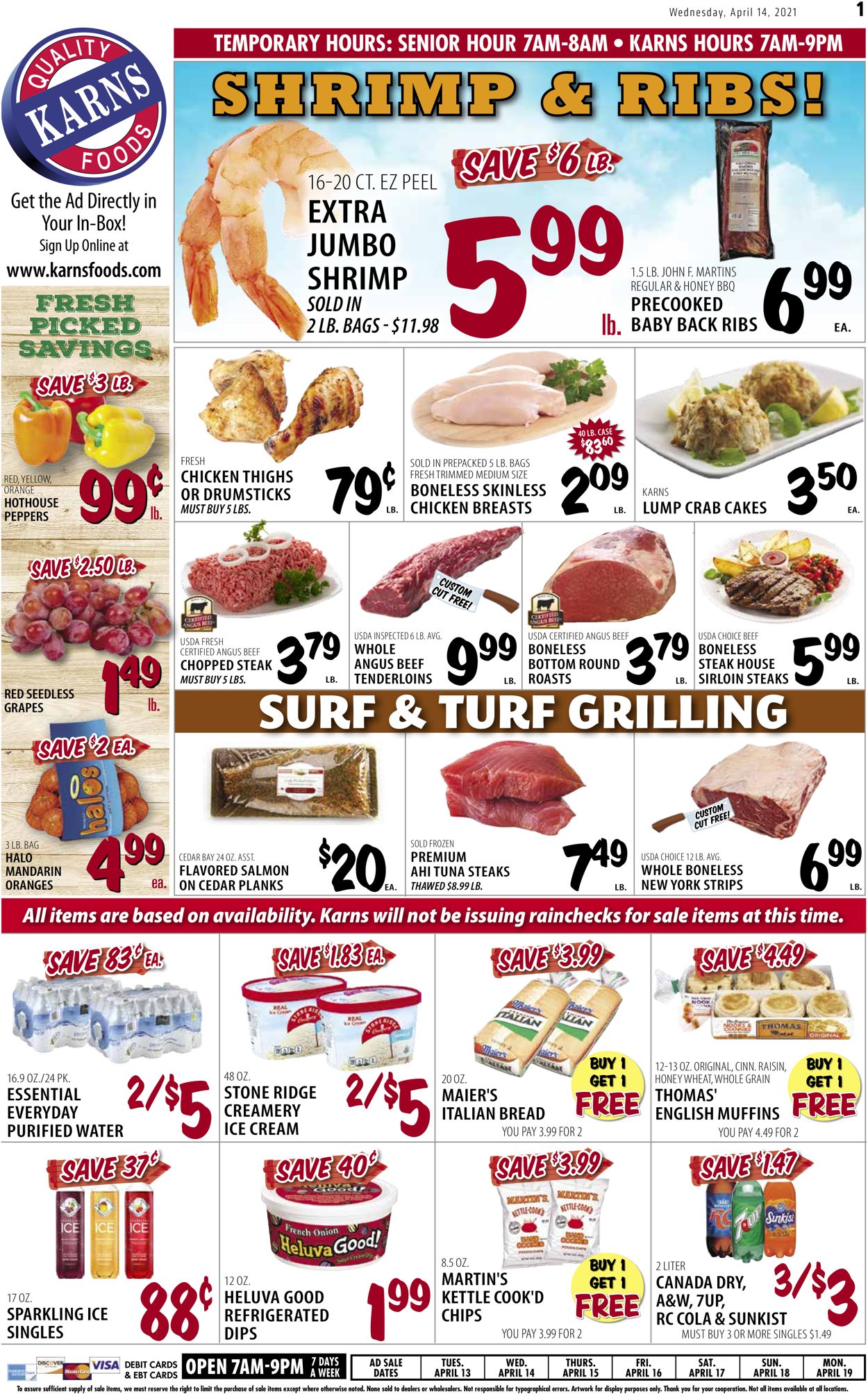 Karns Quality Foods Ad from 04/13/2021