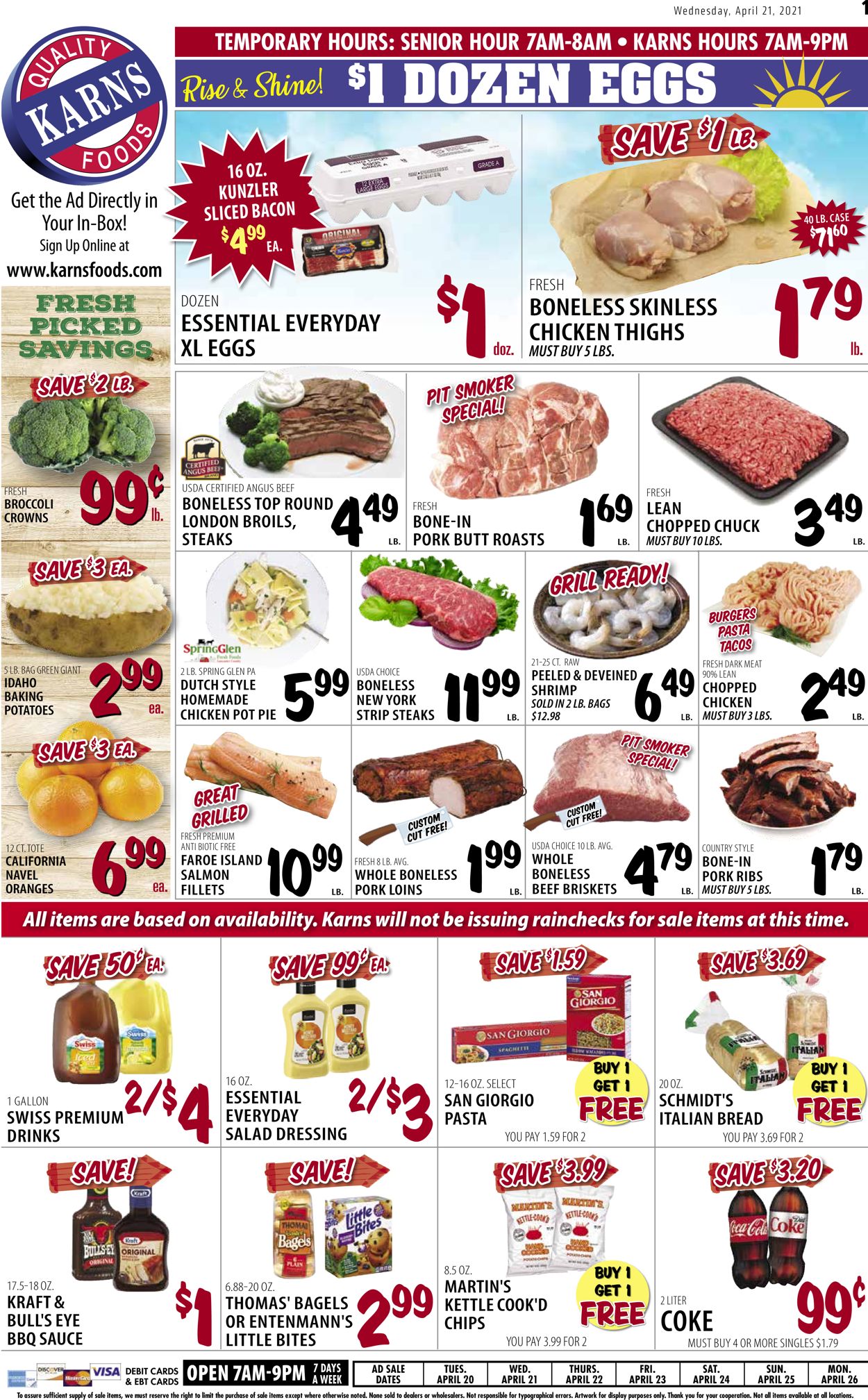Karns Quality Foods Ad from 04/20/2021