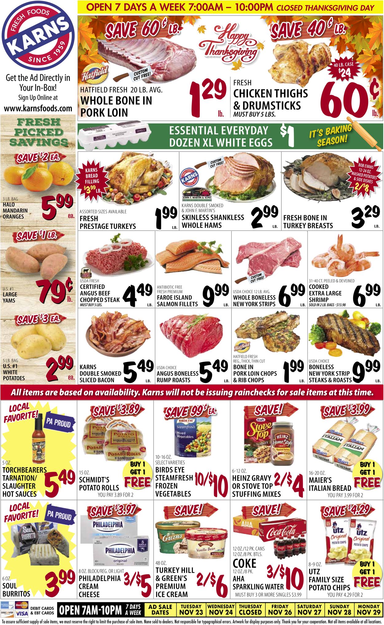 Karns Quality Foods Ad from 11/23/2021