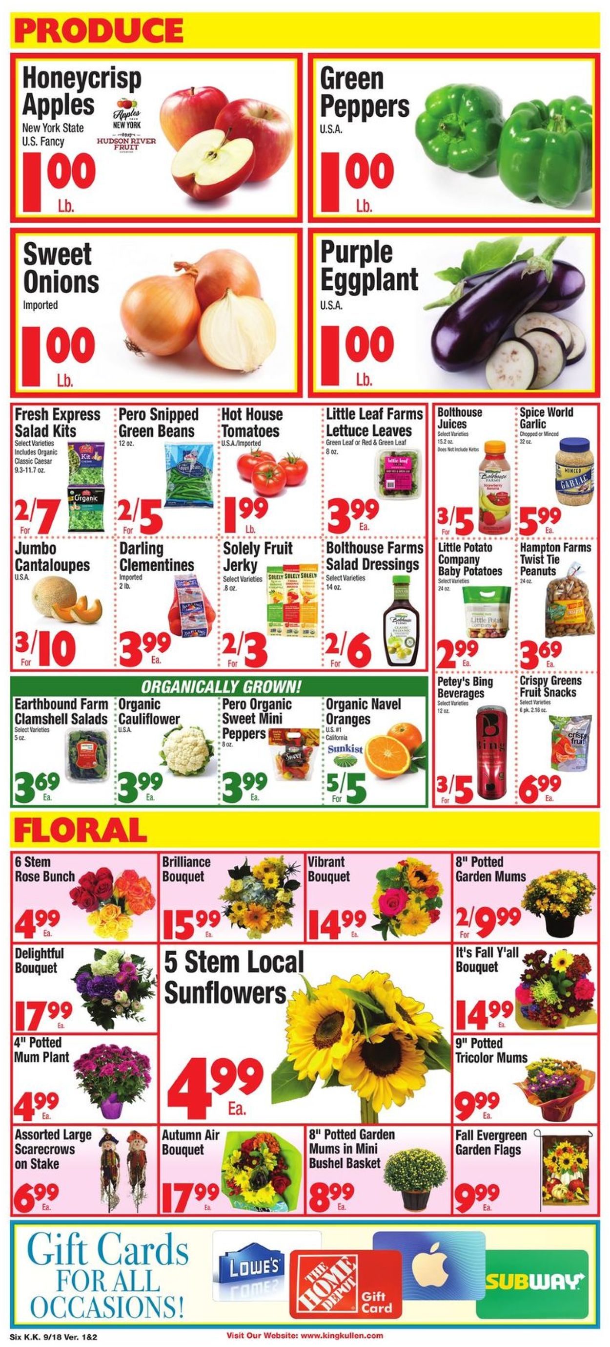 King Kullen Ad from 09/18/2020