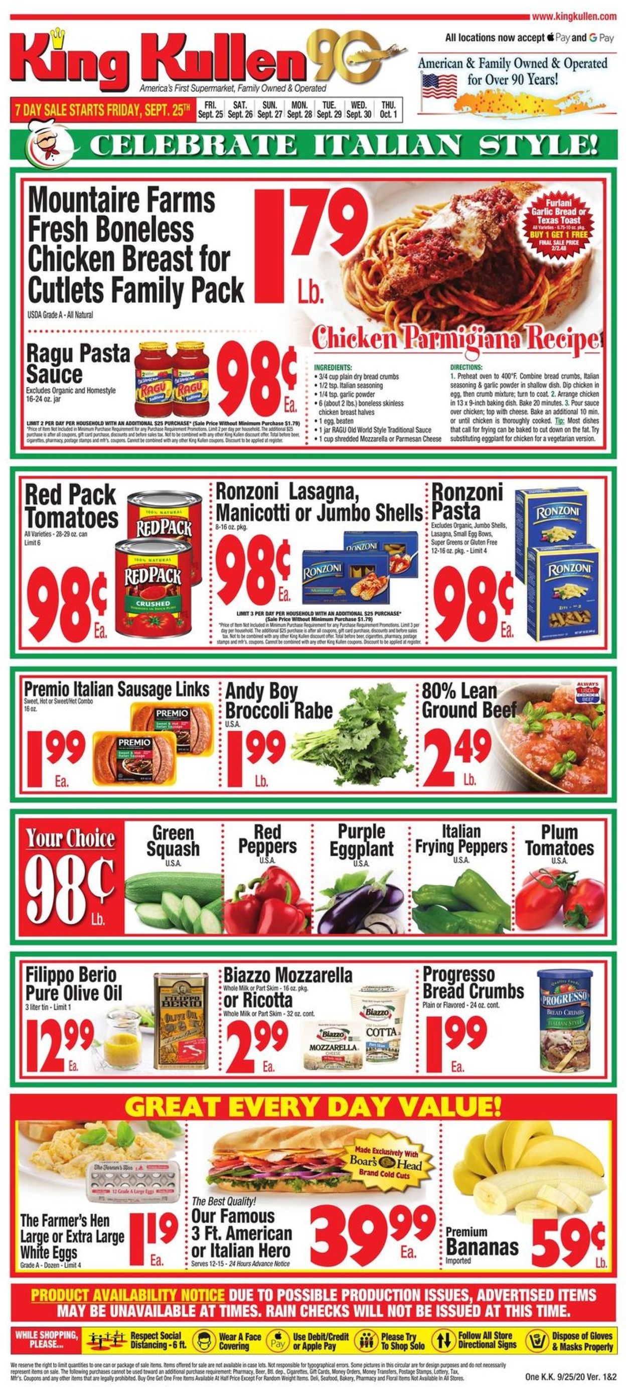 King Kullen Ad from 09/25/2020