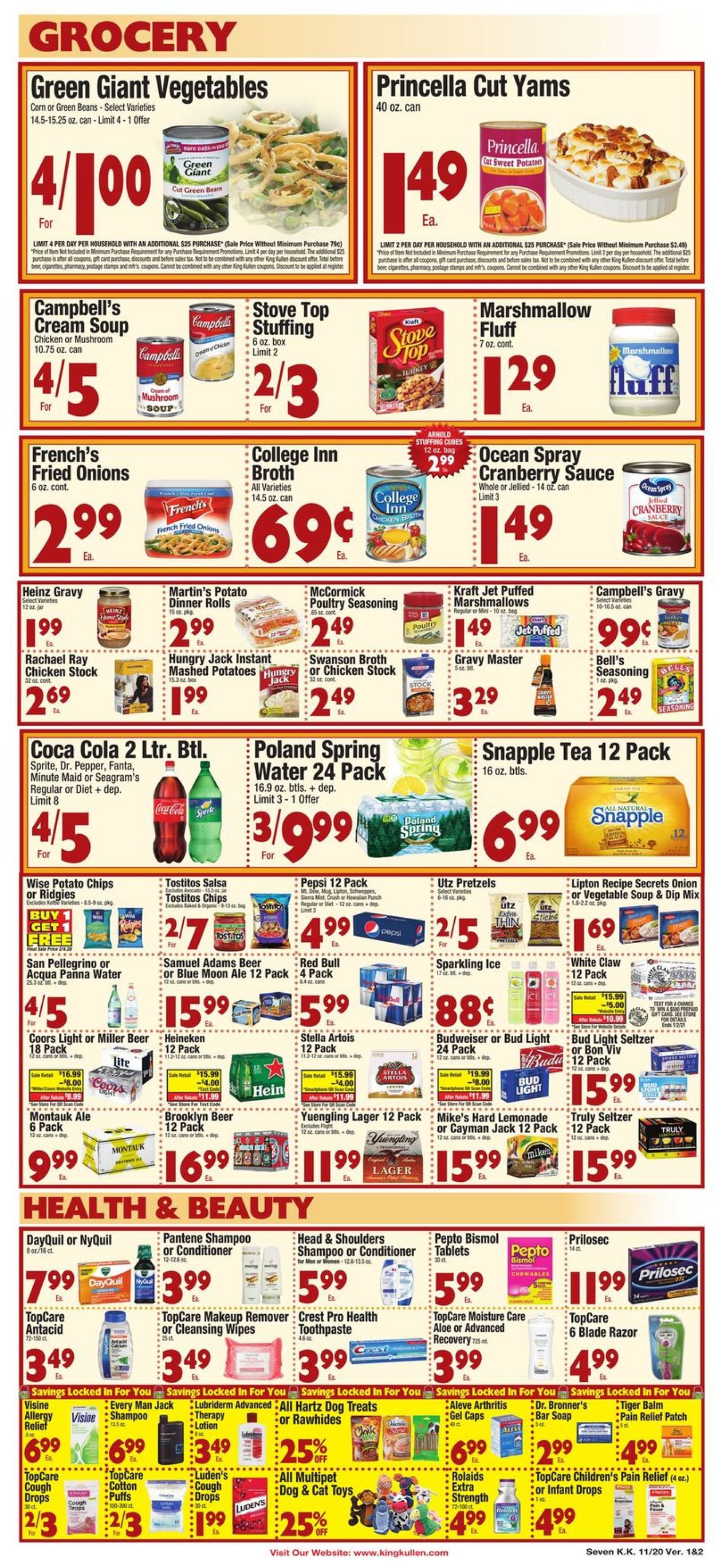 King Kullen Ad from 11/20/2020