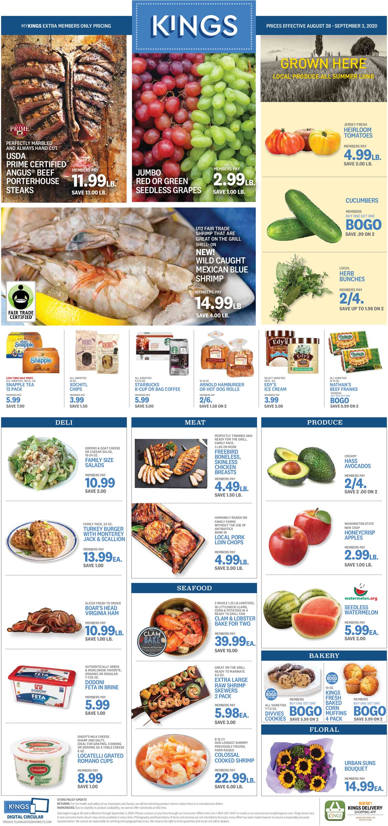 Kings Food Markets Ad from 08/28/2020