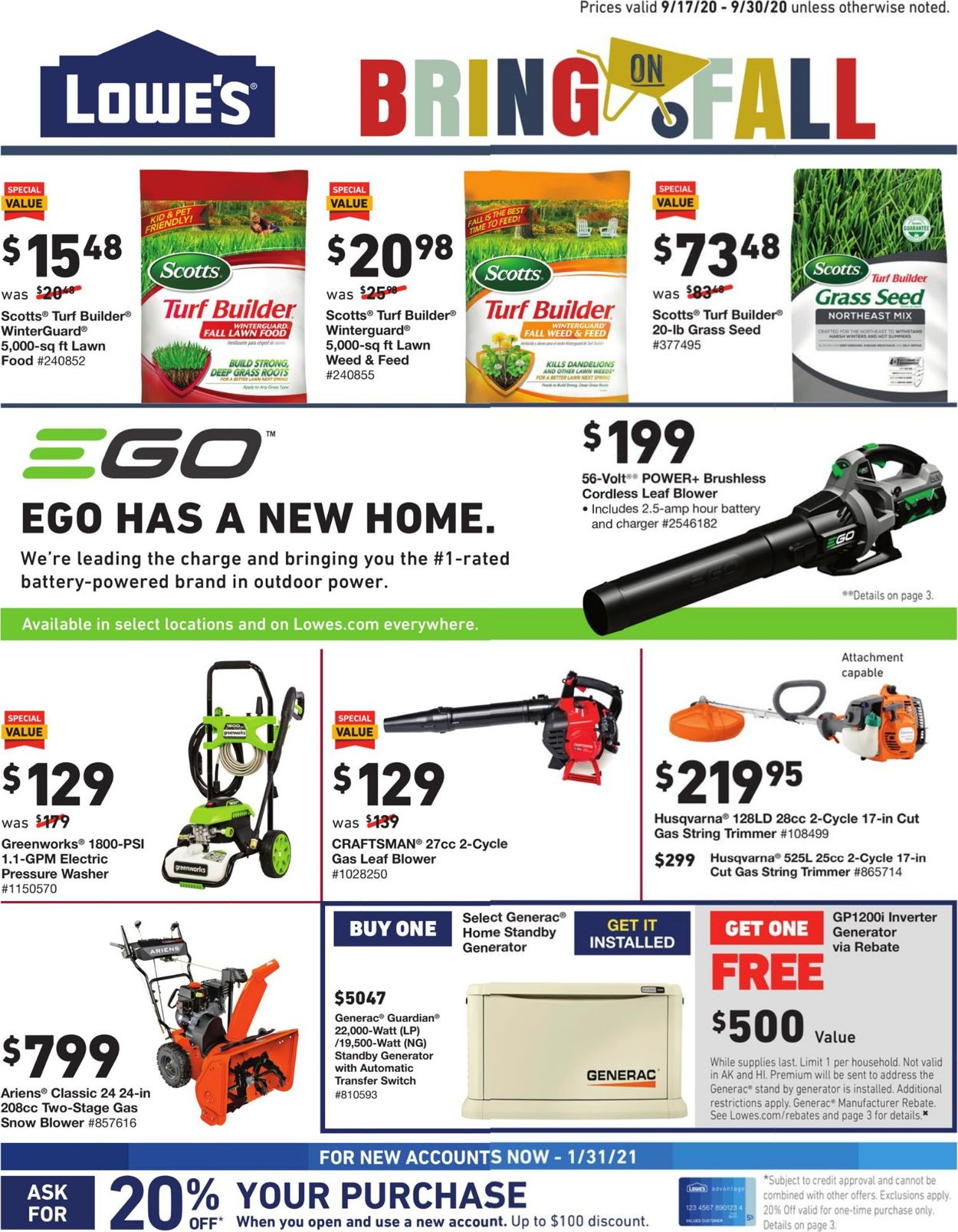 Lowe's Ad from 09/17/2020