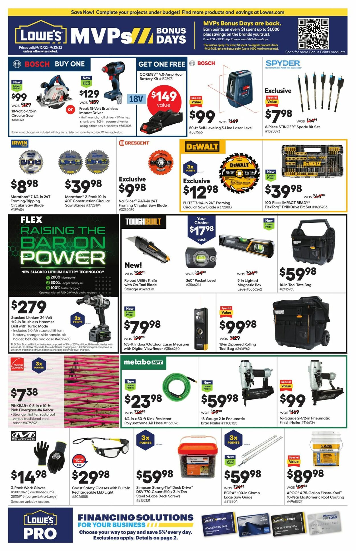 Lowe's Ad from 09/12/2022