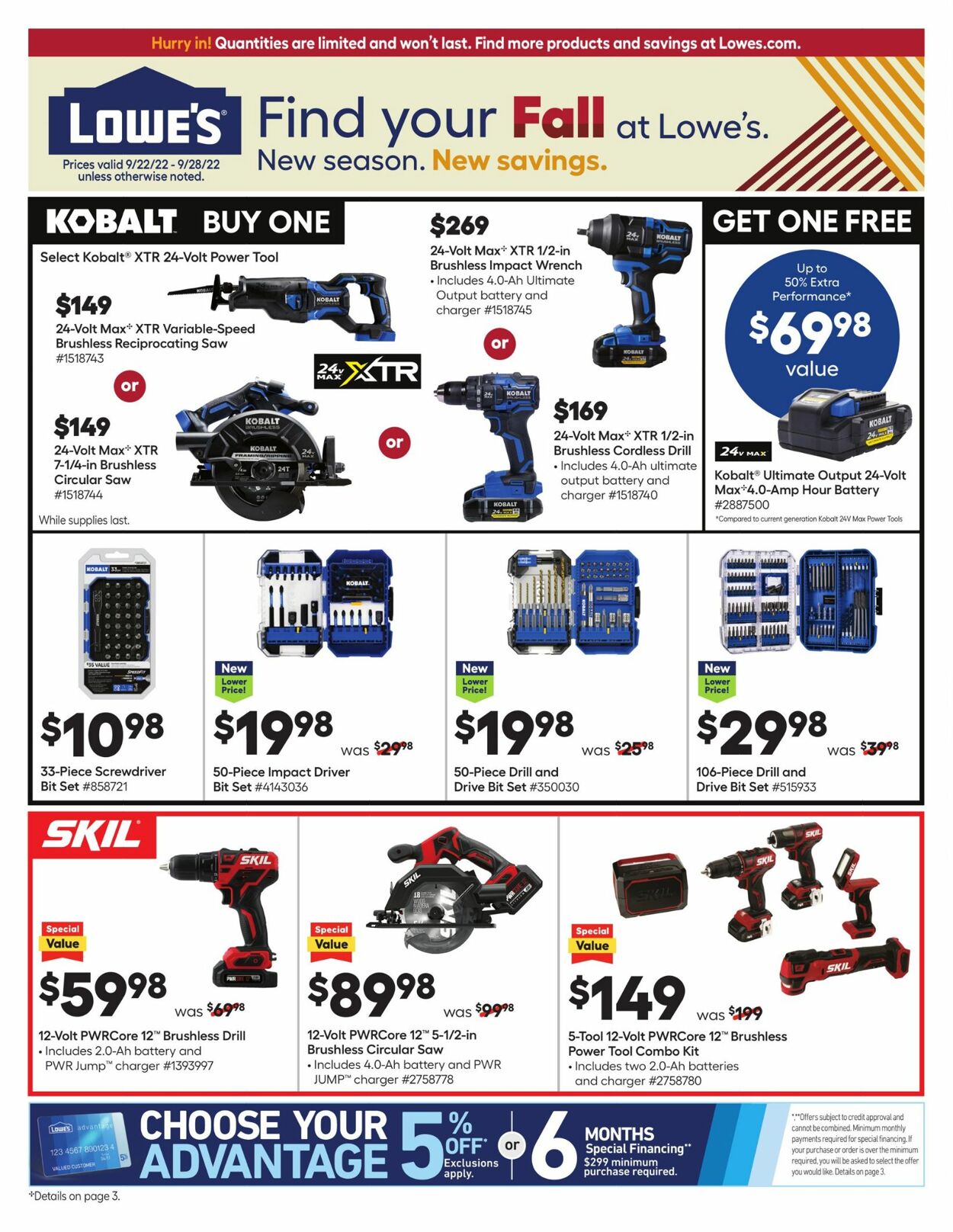 Lowe's Ad from 09/22/2022