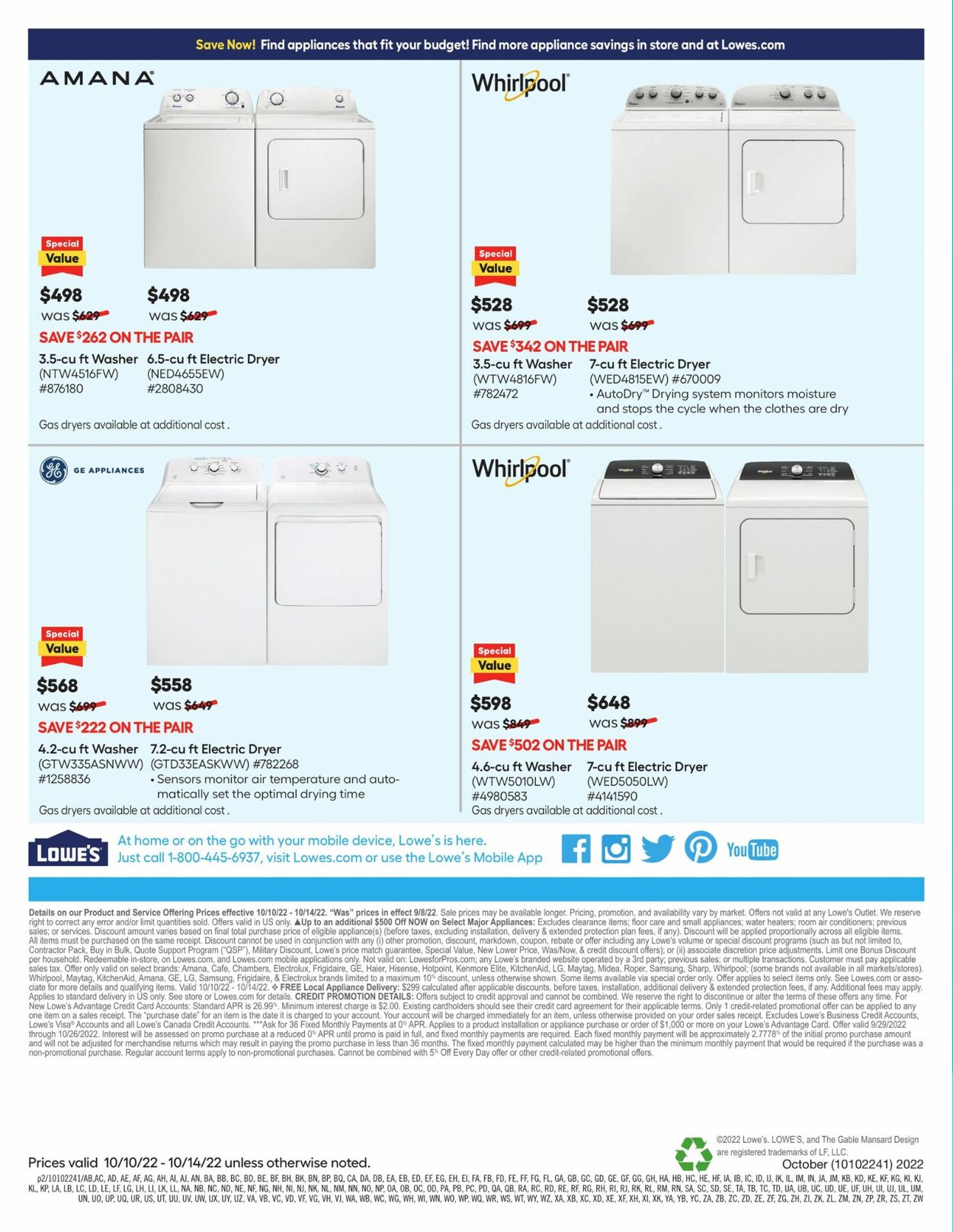 Lowe's Ad from 10/10/2022
