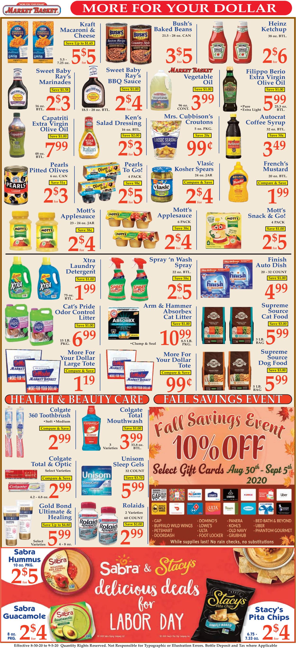 Market Basket Ad from 08/30/2020