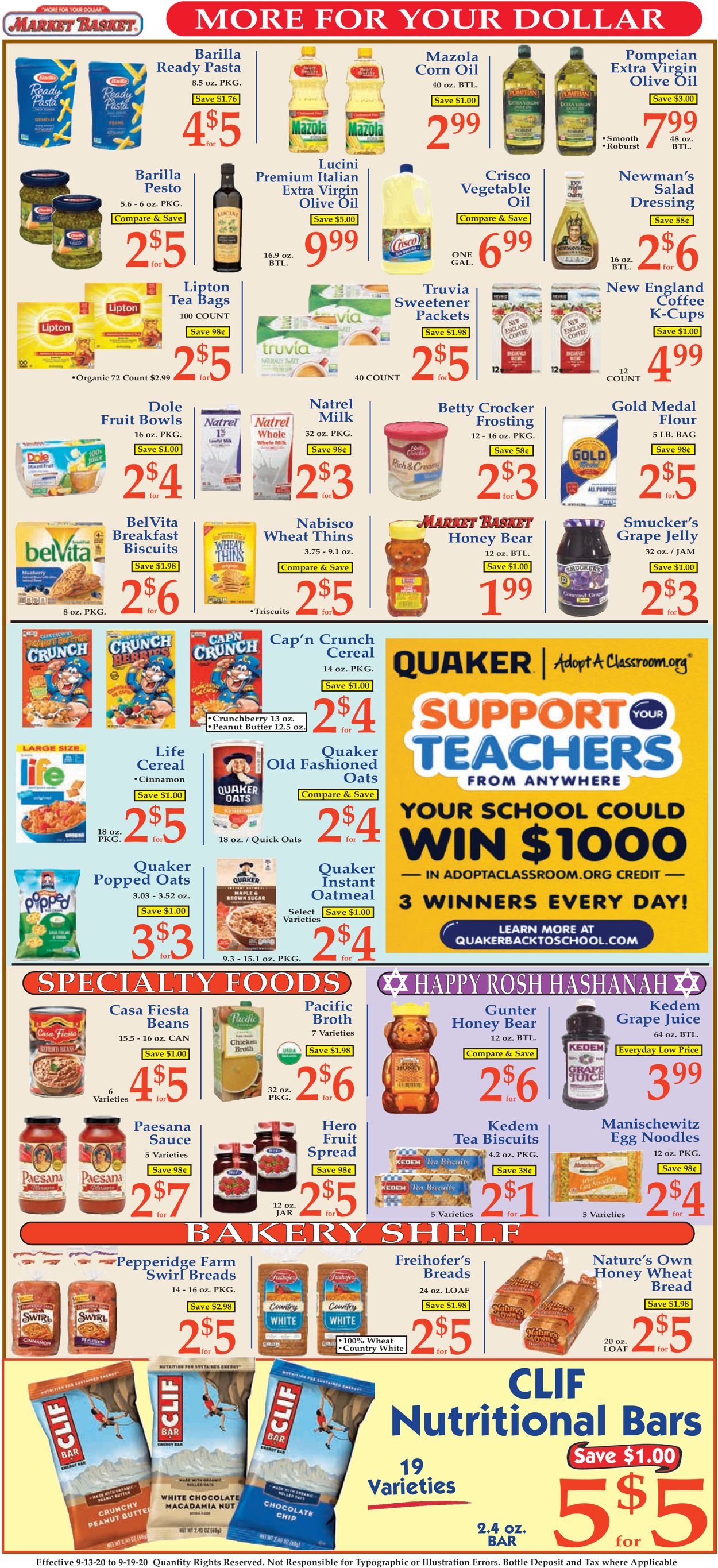 Market Basket Ad from 09/13/2020