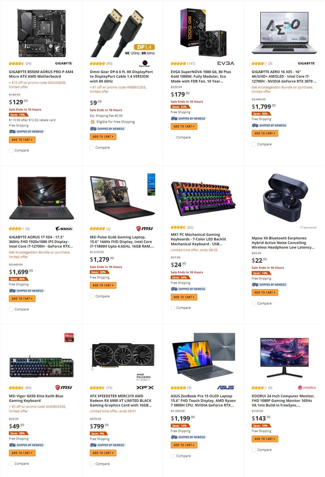 Newegg Ad from 08/29/2022