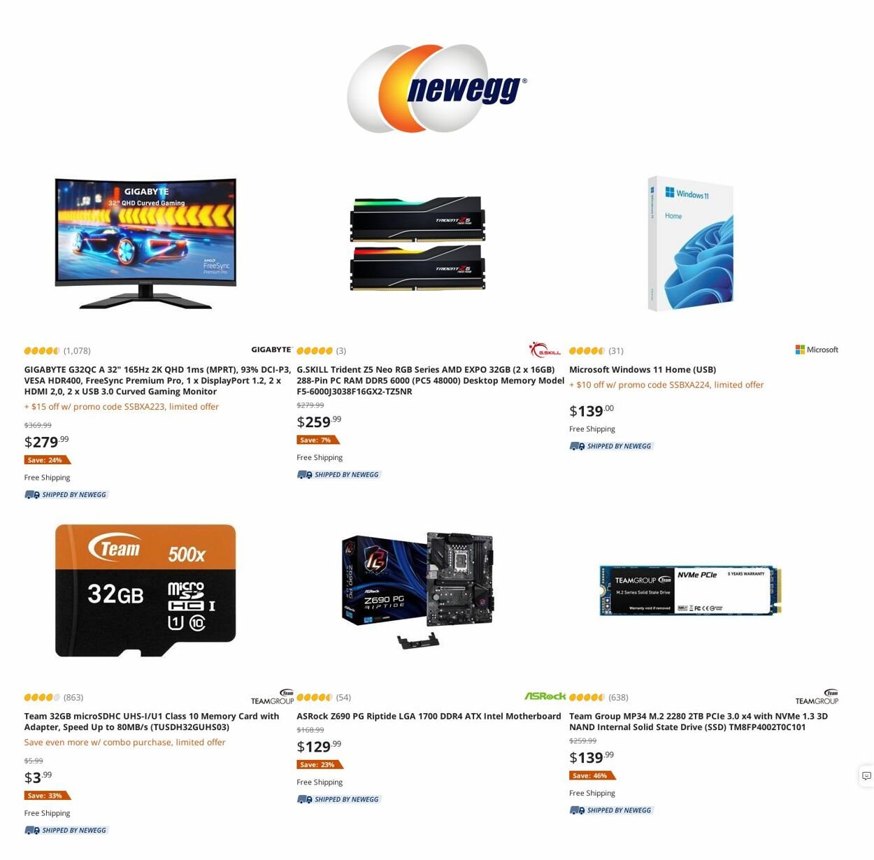 Newegg Ad from 10/13/2022