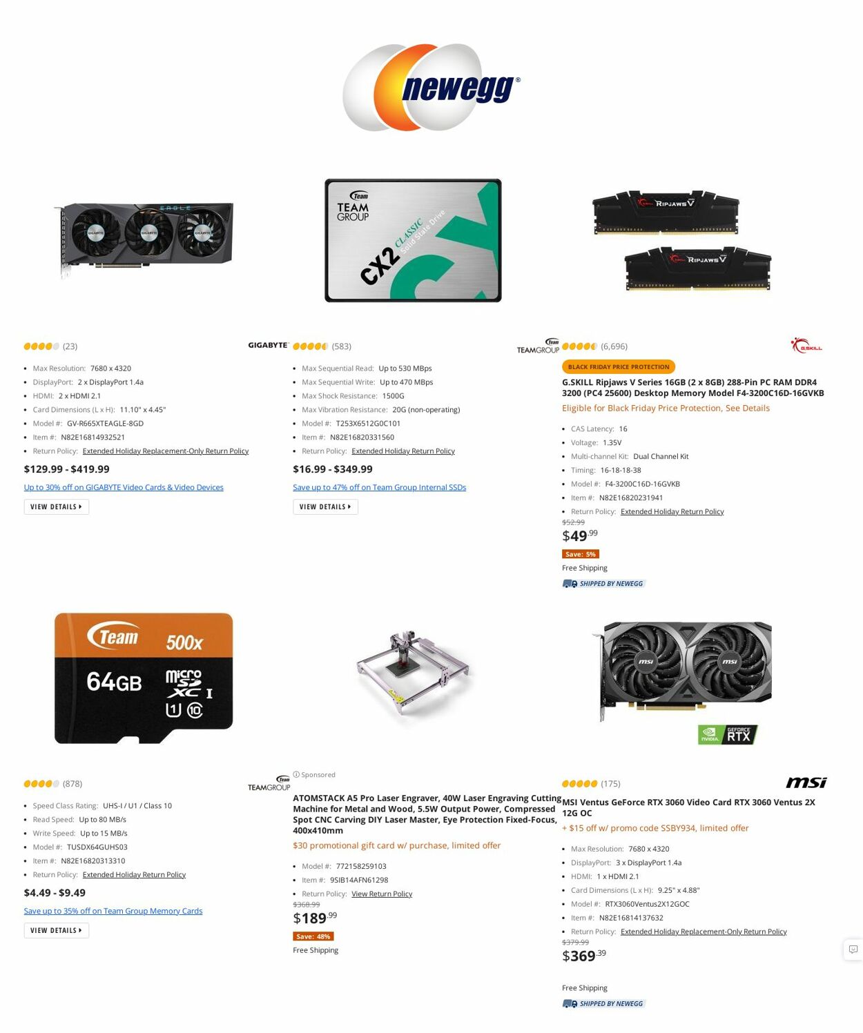 Newegg Ad from 11/10/2022