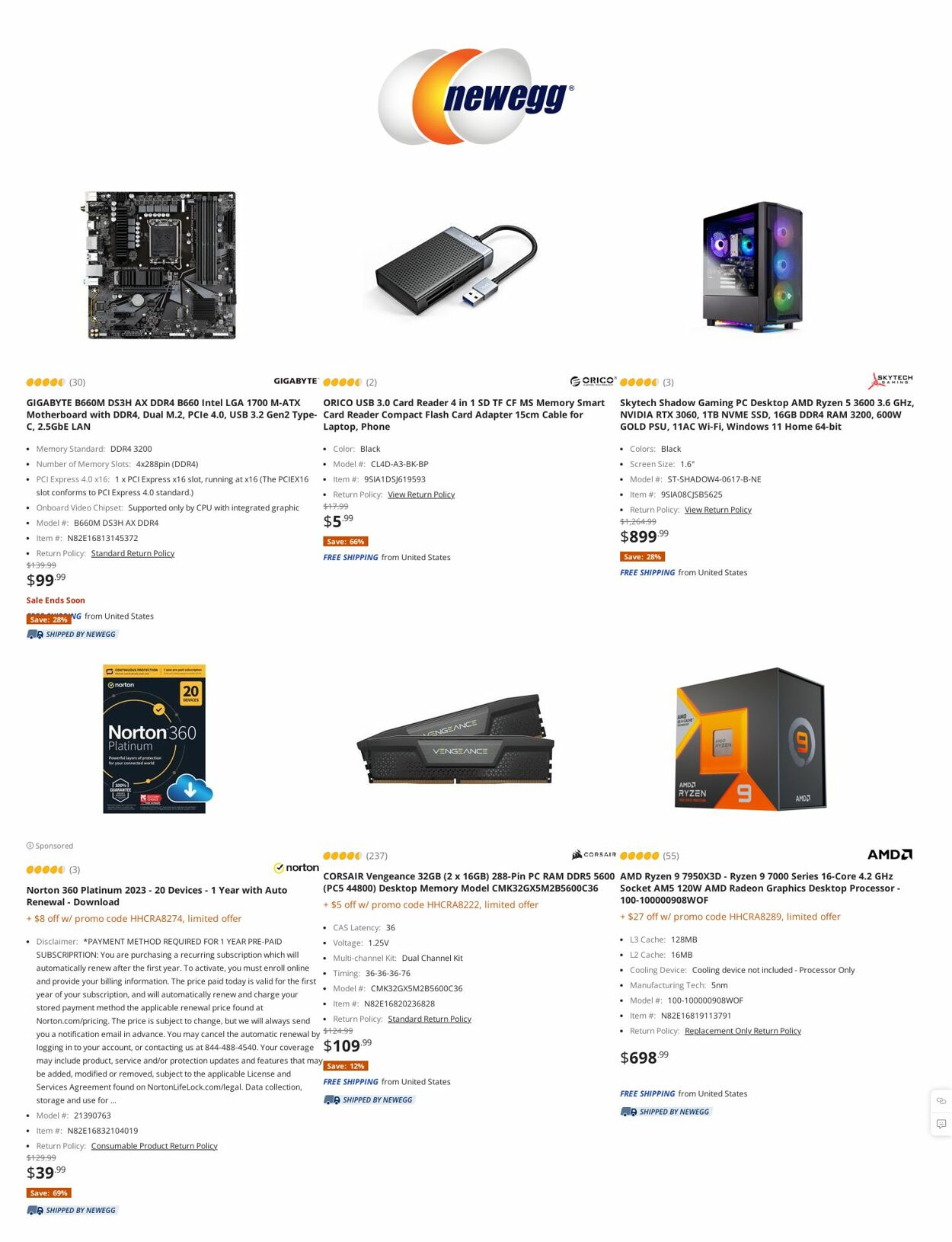 Newegg Ad from 04/20/2023