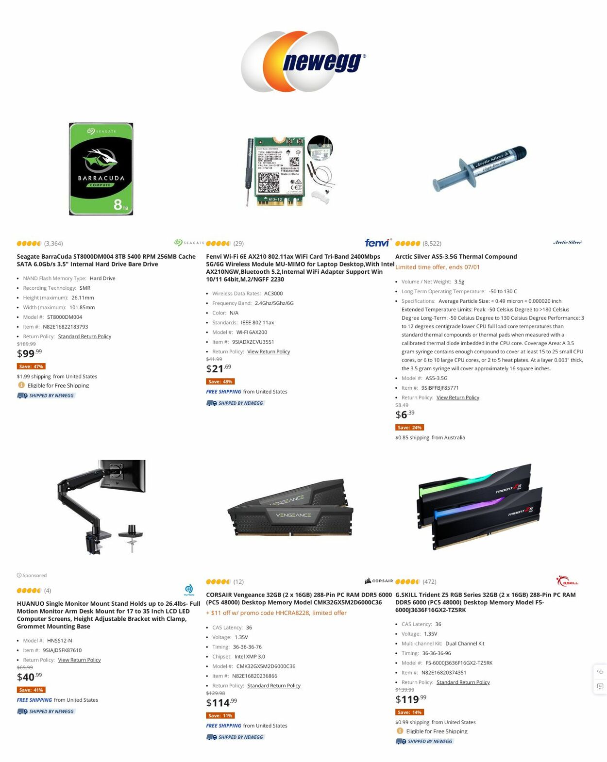 Newegg Ad from 04/20/2023