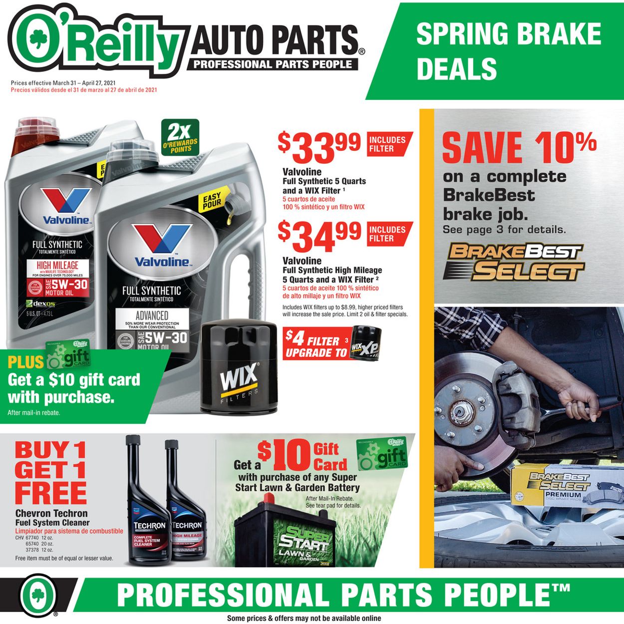 O'Reilly Auto Parts Ad from 03/31/2021