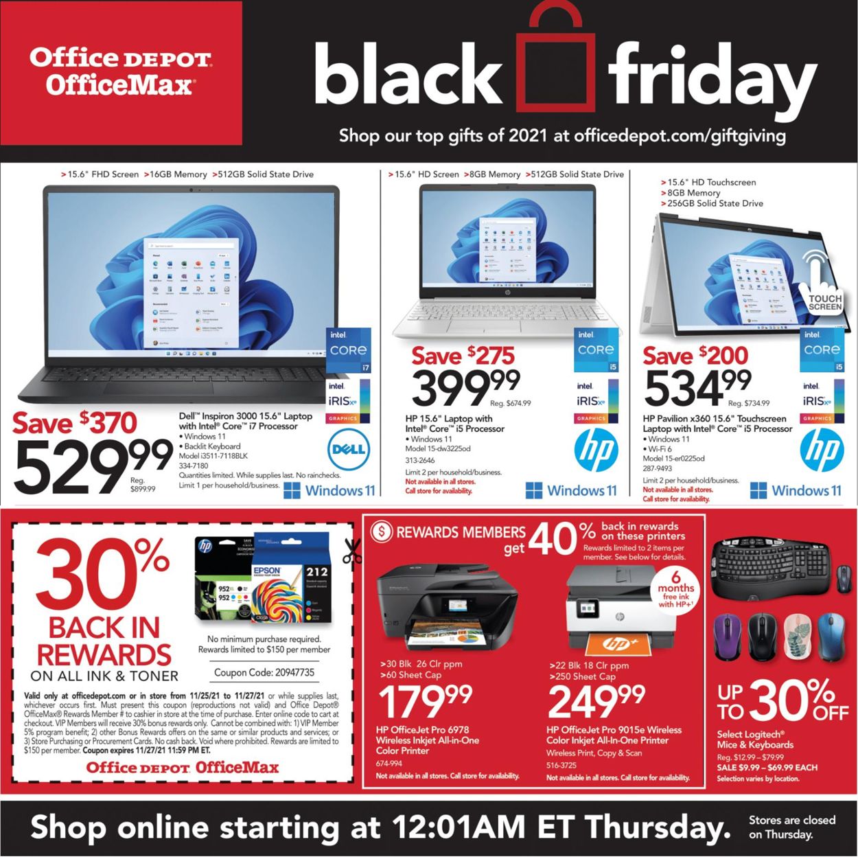Office DEPOT Ad from 11/25/2021