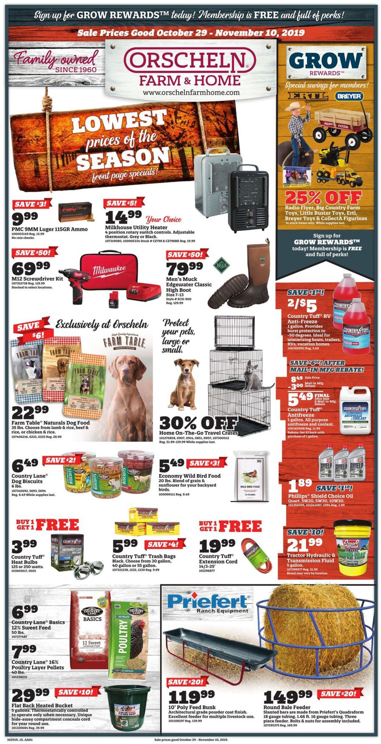 Orscheln Farm and Home Ad from 10/29/2019