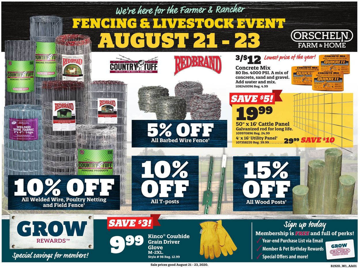 Orscheln Farm and Home Ad from 08/21/2020