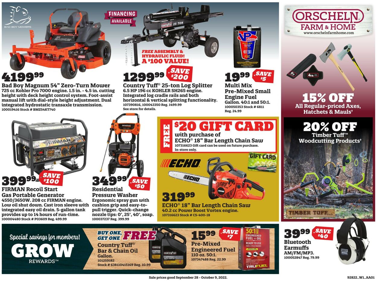 Orscheln Farm and Home Ad from 09/28/2022