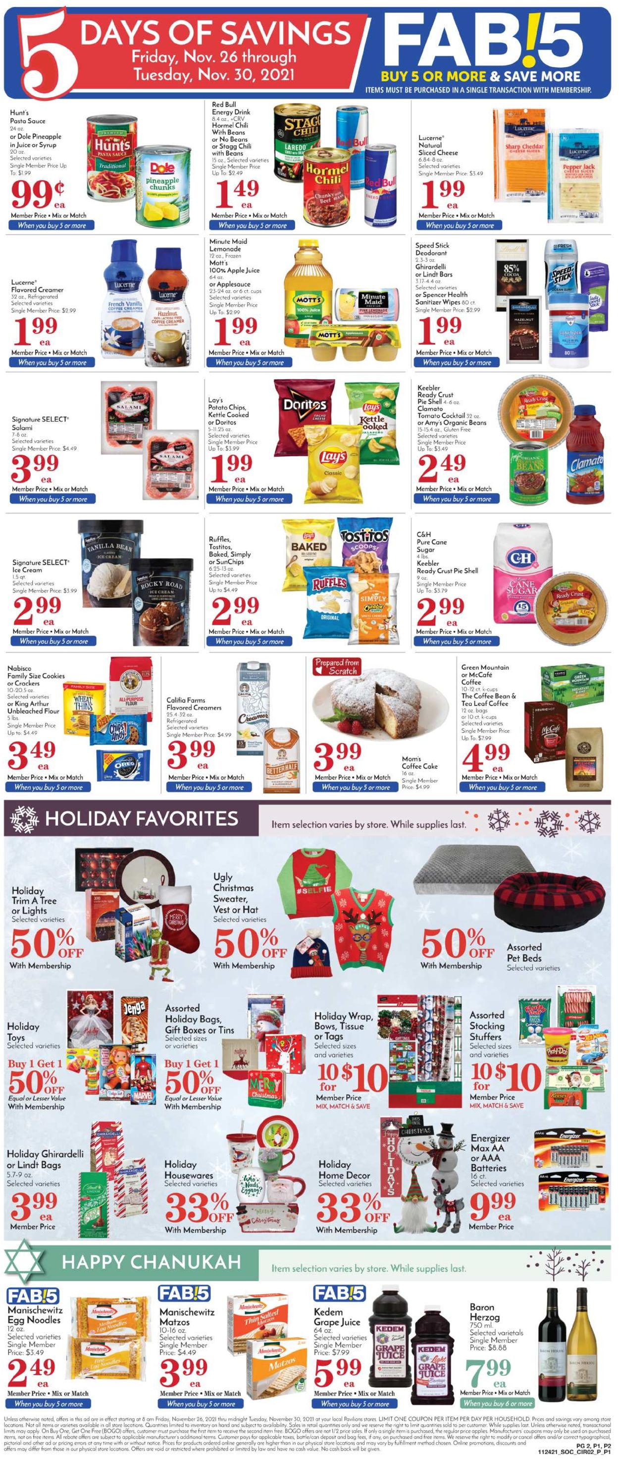 Pavilions Ad from 11/26/2021