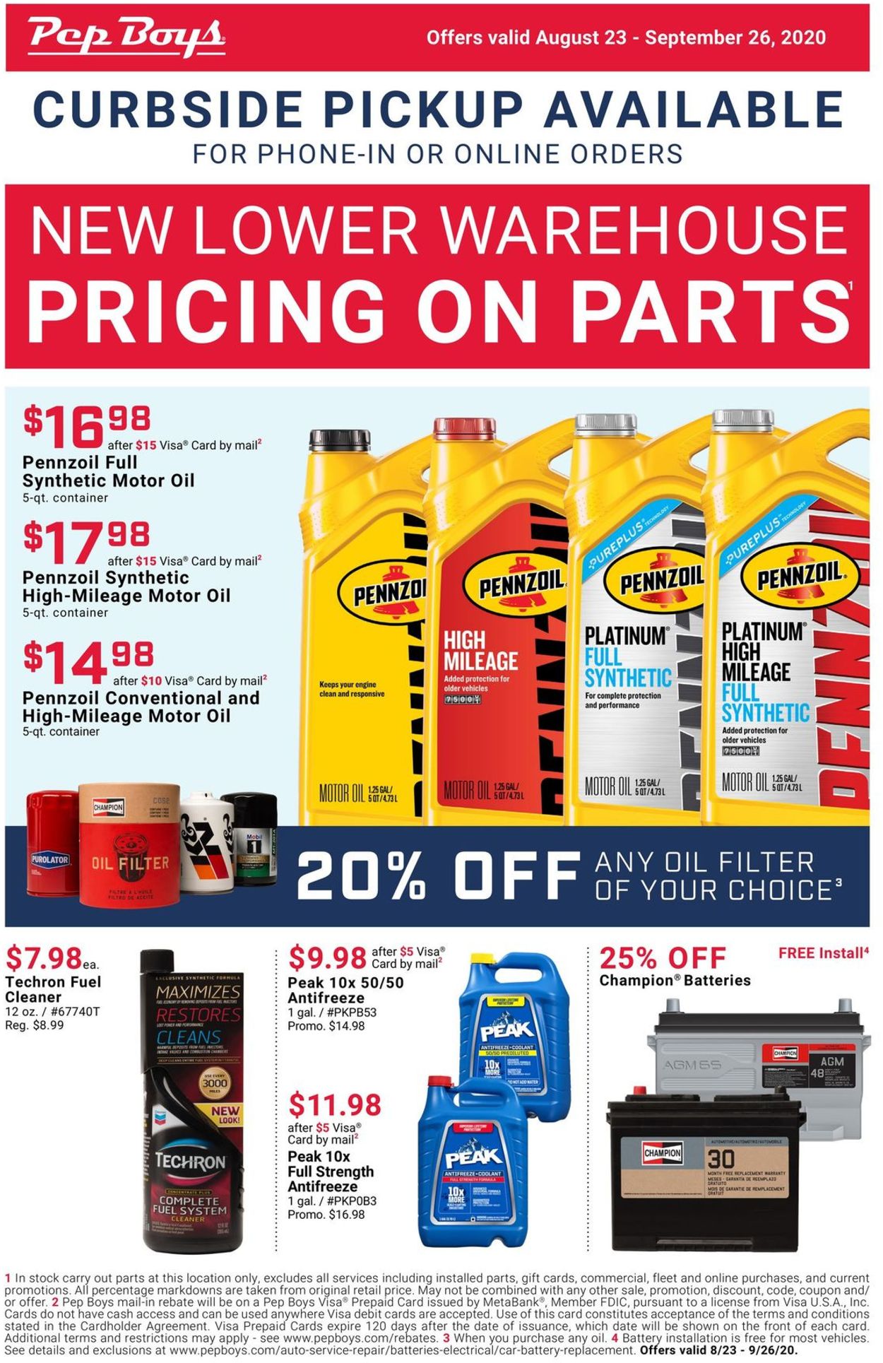 Pep Boys Ad from 08/23/2020