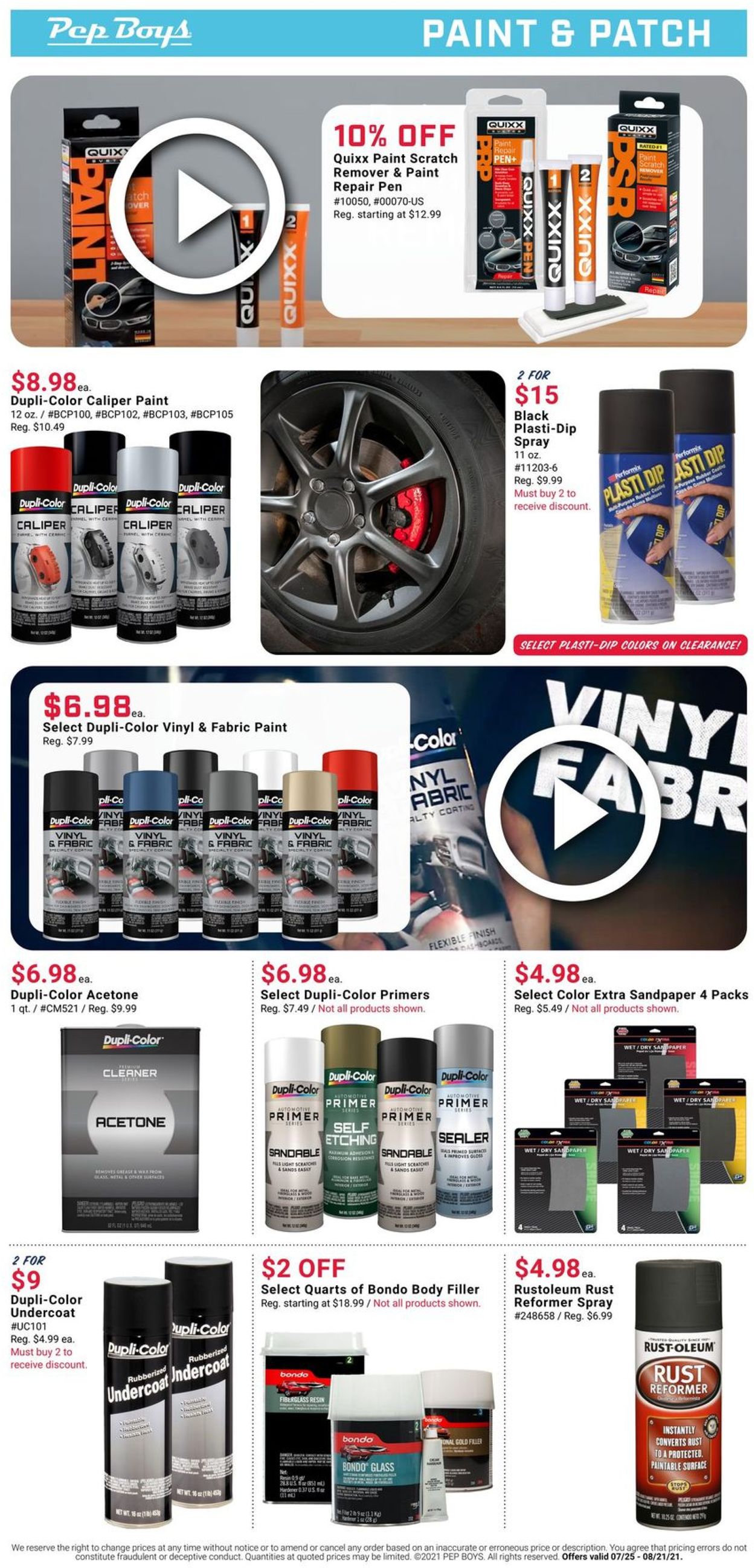 Pep Boys Ad from 07/25/2021