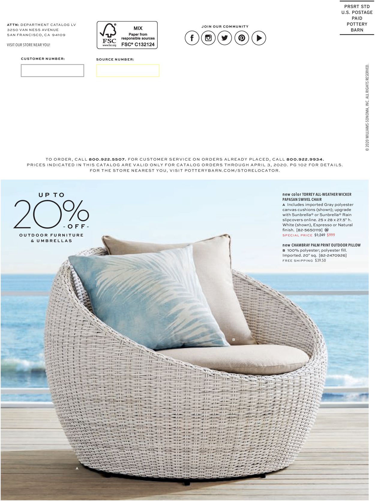 Pottery Barn Ad from 03/27/2020