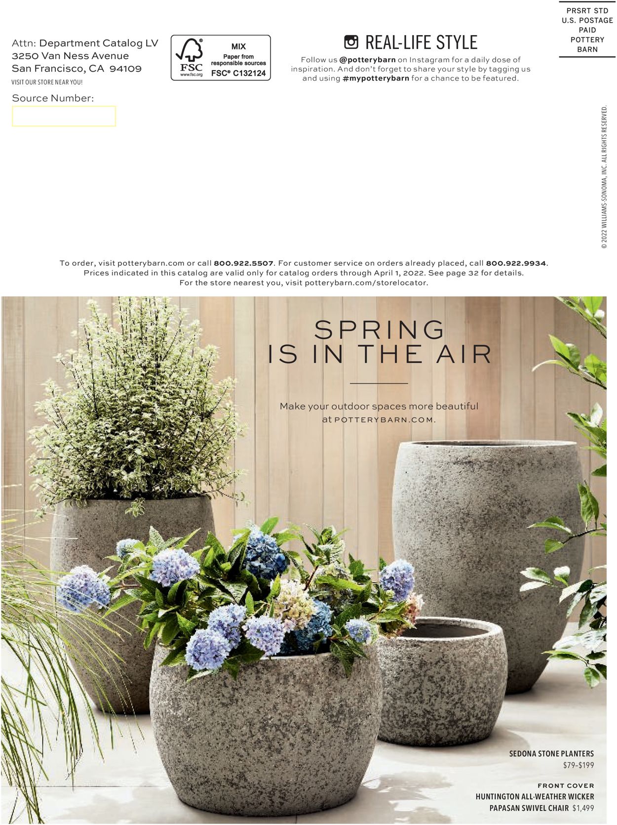 Pottery Barn Ad from 03/25/2022