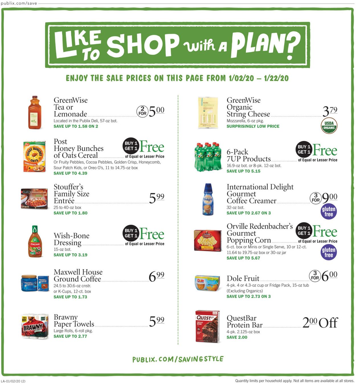 Publix Ad from 01/16/2020