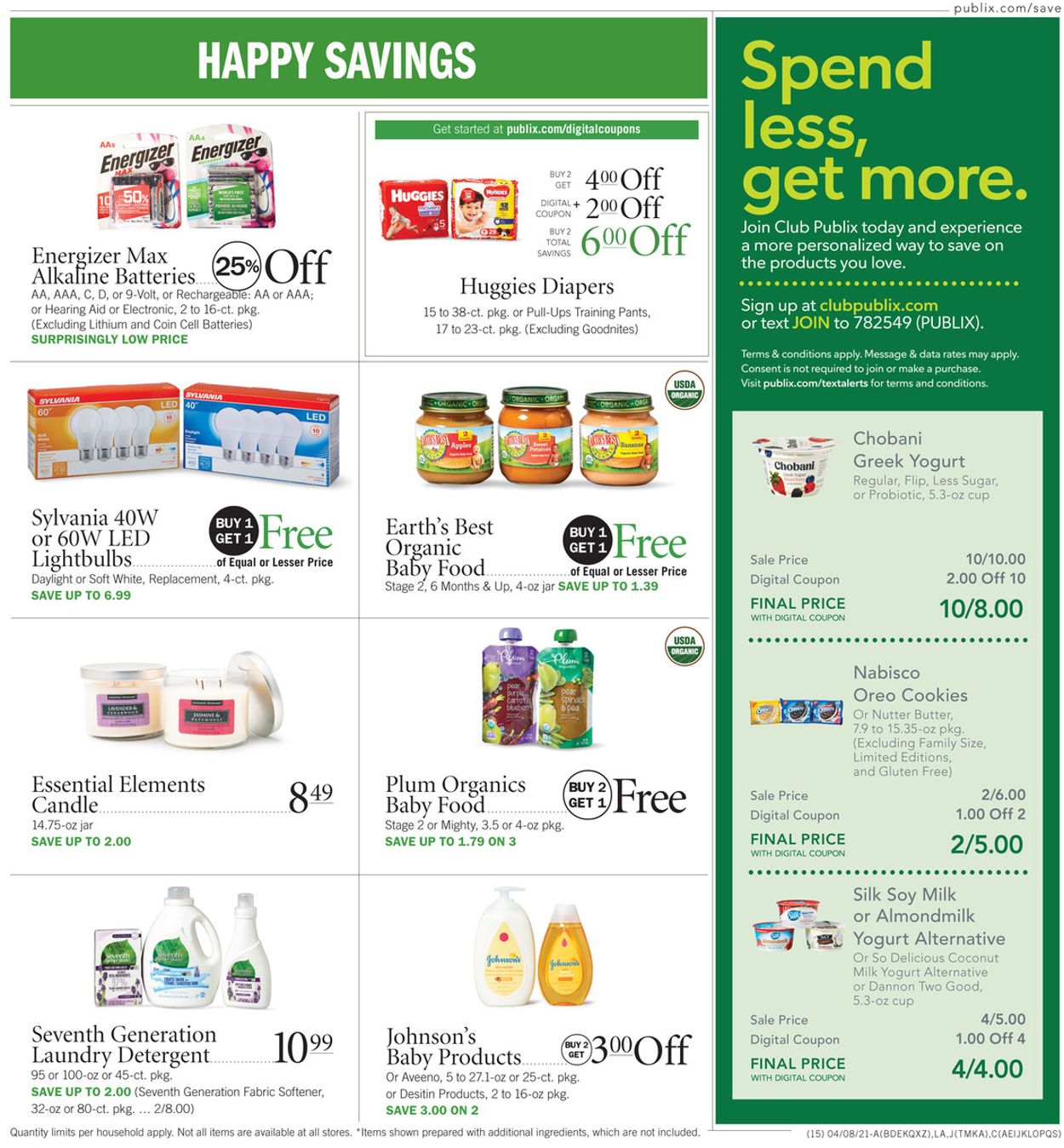 Publix Ad from 04/08/2021