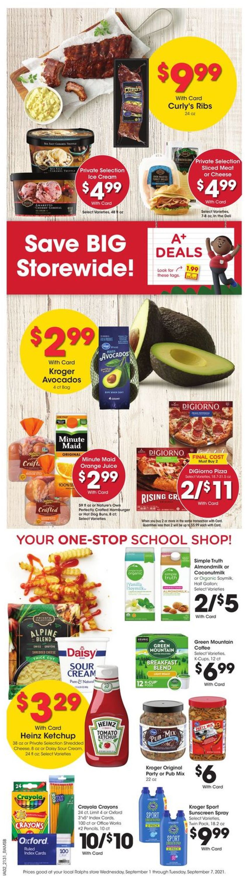 Ralphs Ad from 09/01/2021