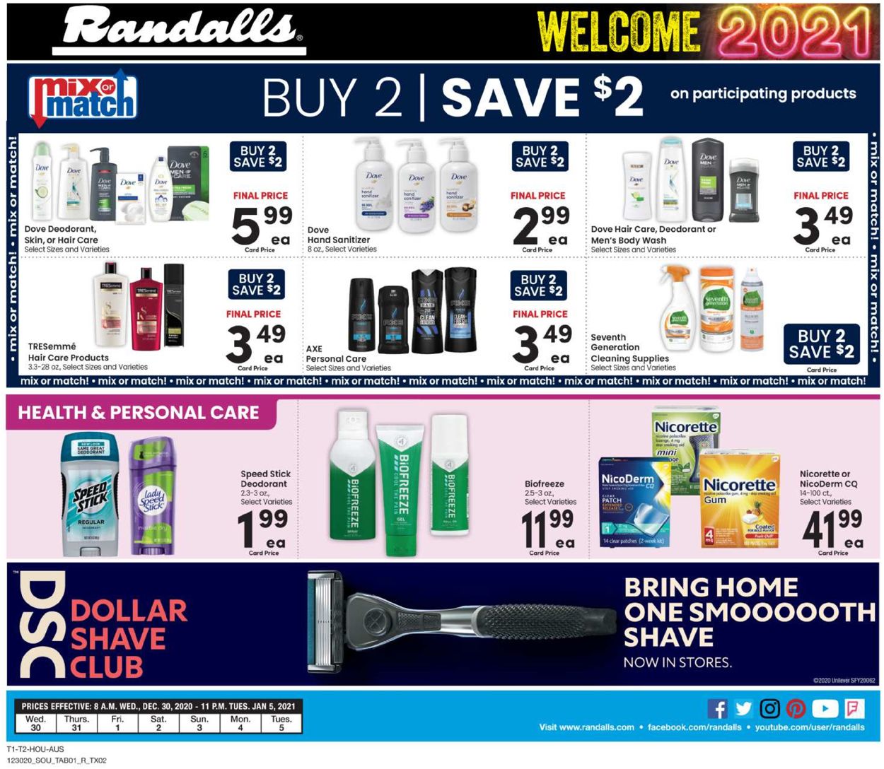 Randalls Ad from 12/30/2020