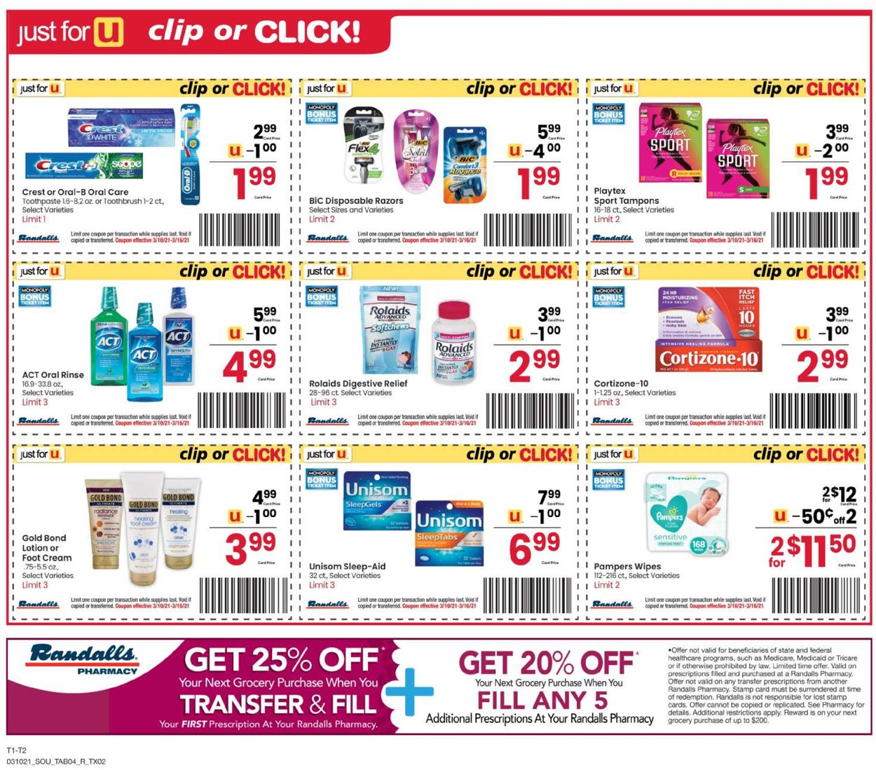 Randalls Ad from 03/10/2021