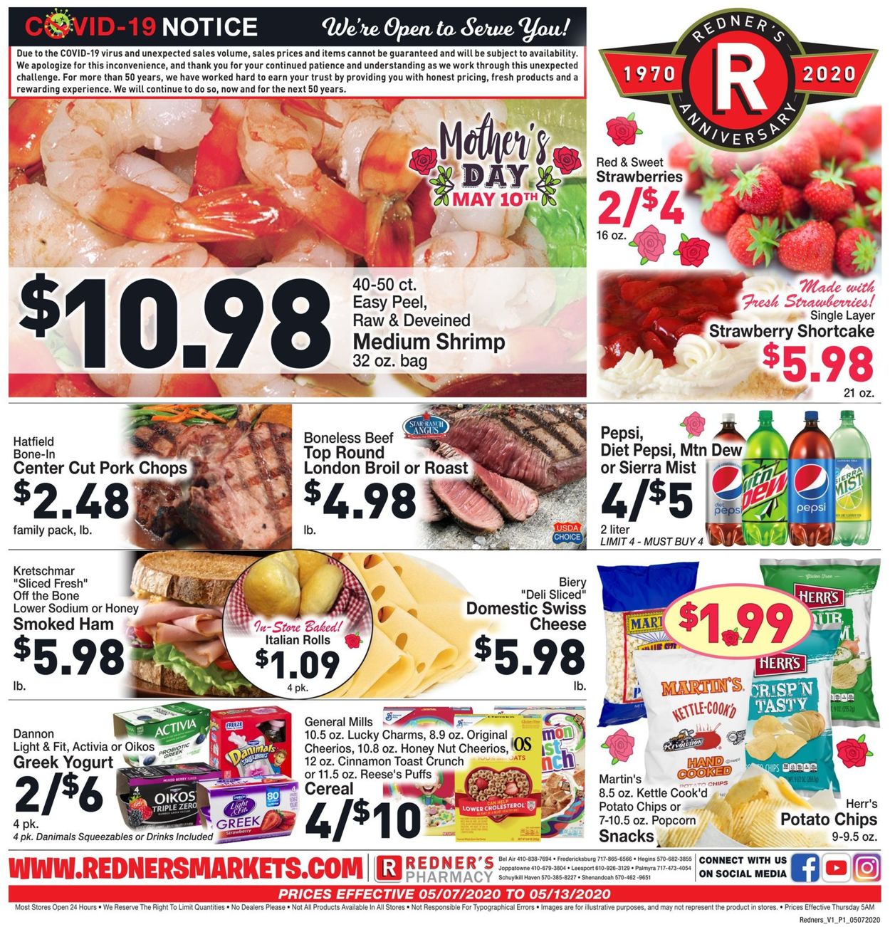 Redner’s Warehouse Market Ad from 05/07/2020