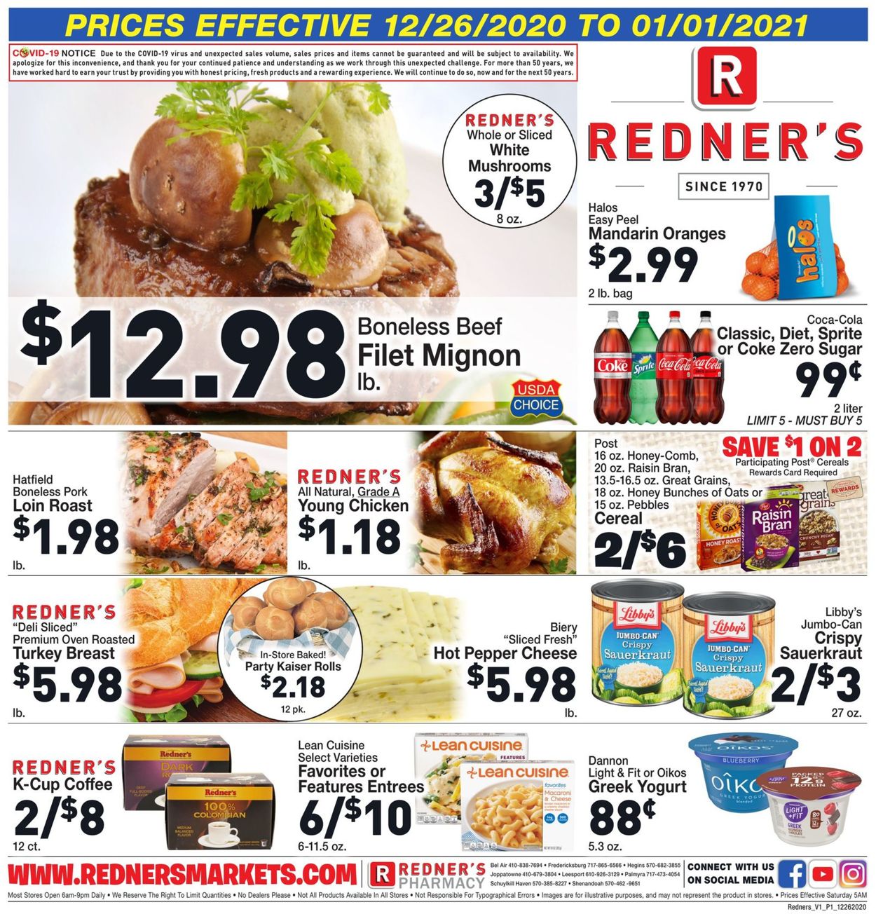Redner’s Warehouse Market Ad from 12/26/2020
