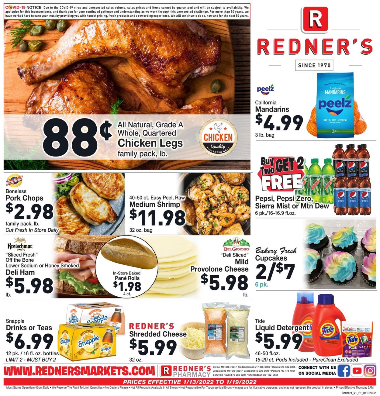 Redner’s Warehouse Market Ad from 01/13/2022