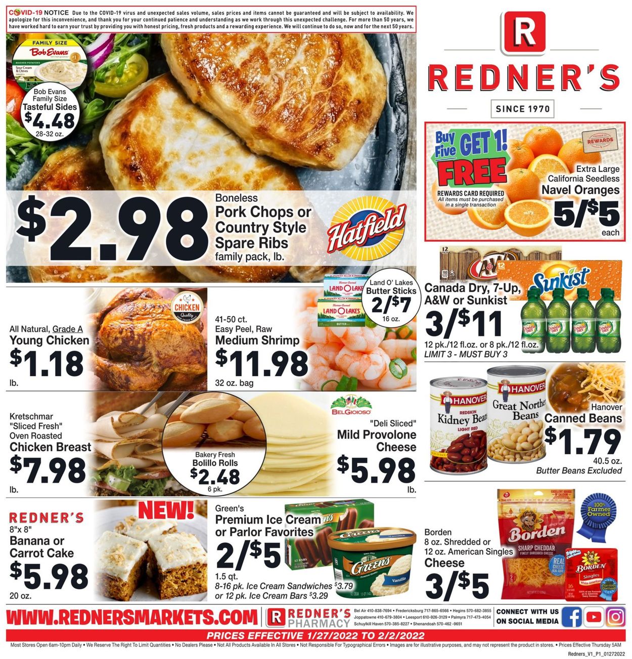 Redner’s Warehouse Market Ad from 01/27/2022