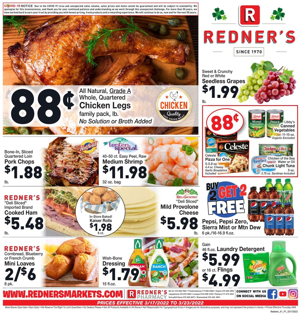 Redner’s Warehouse Market Ad from 03/17/2022