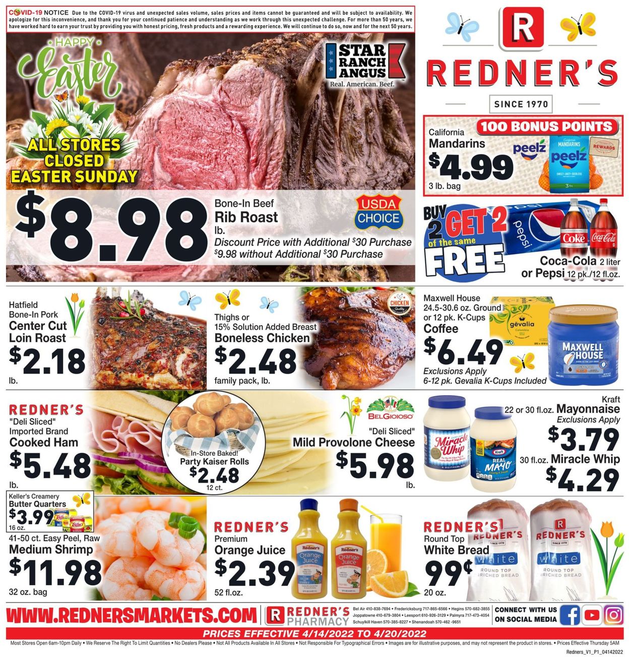 Redner’s Warehouse Market Ad from 04/14/2022