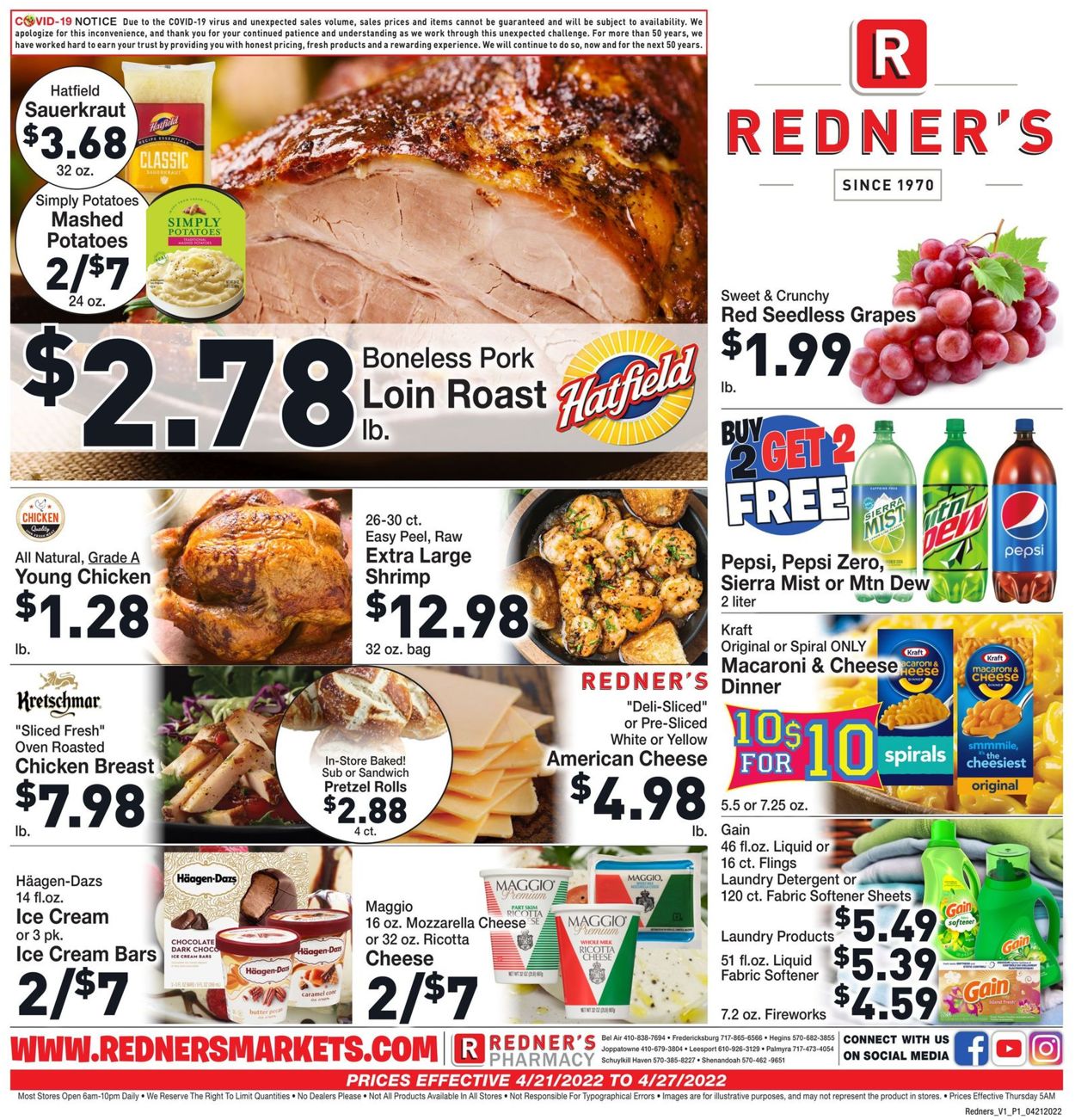 Redner’s Warehouse Market Ad from 04/21/2022