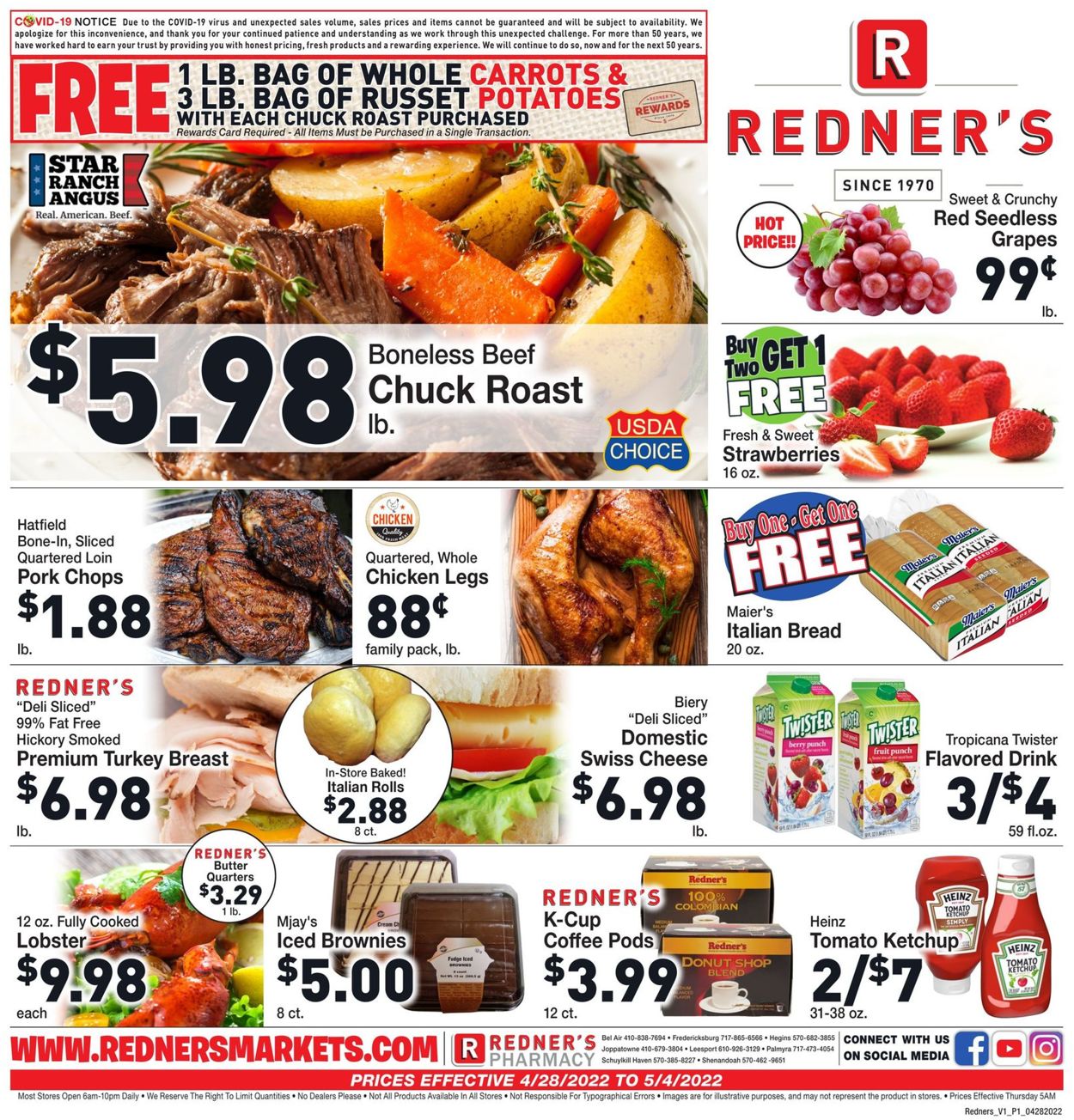 Redner’s Warehouse Market Ad from 04/28/2022