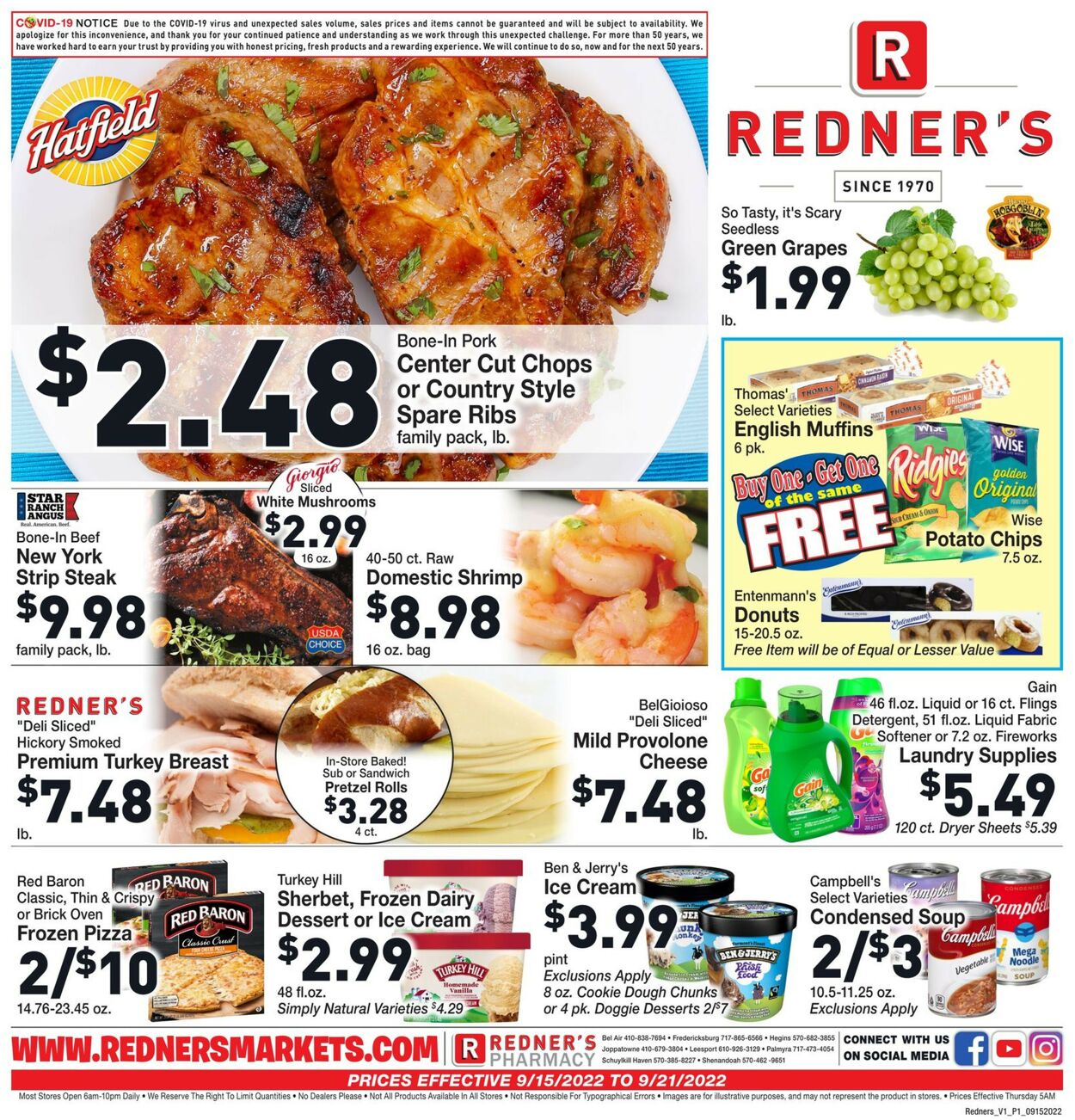 Redner’s Warehouse Market Ad from 09/15/2022