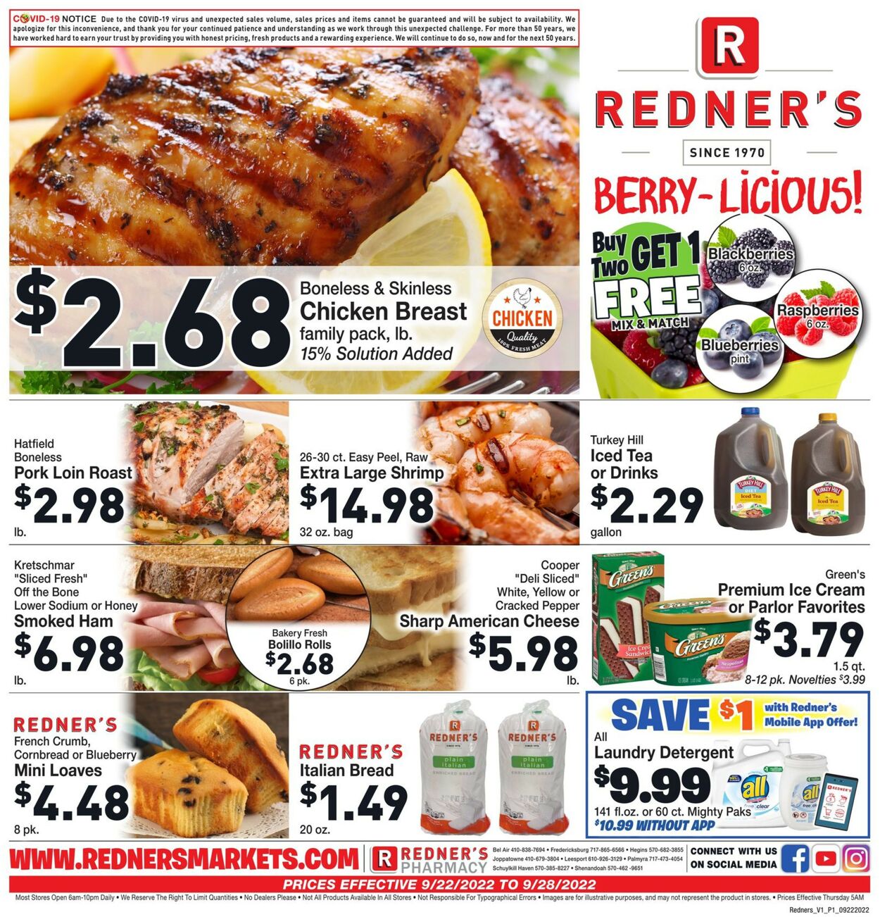 Redner’s Warehouse Market Ad from 09/22/2022
