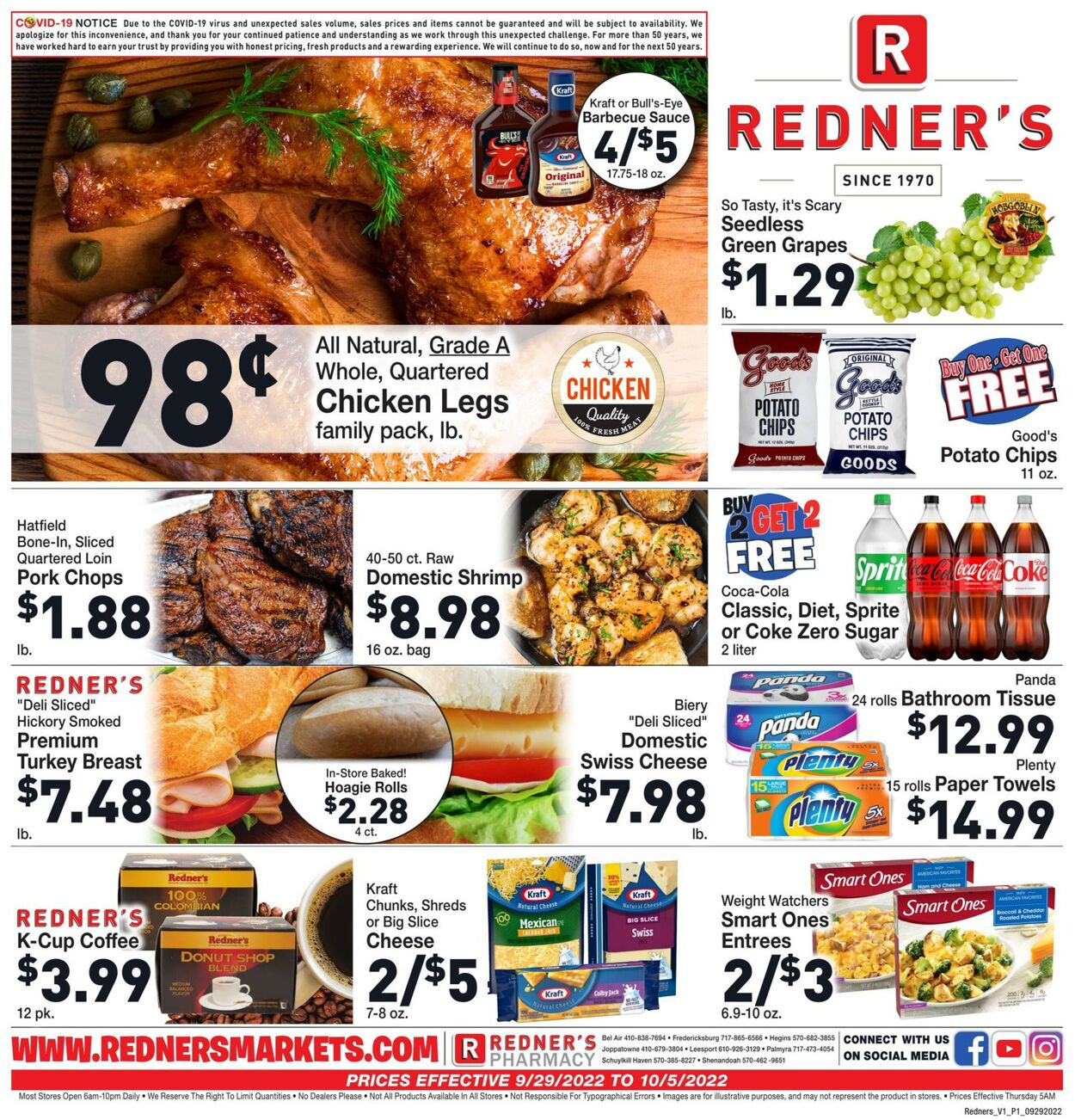 Redner’s Warehouse Market Ad from 09/29/2022