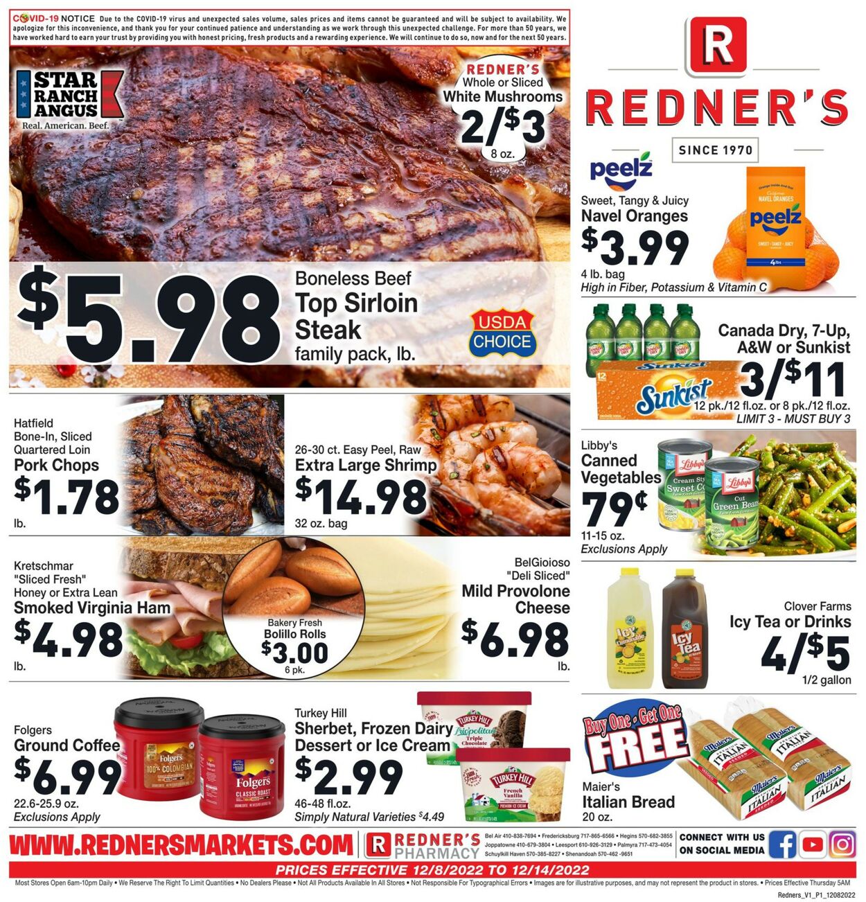 Redner’s Warehouse Market Ad from 12/08/2022